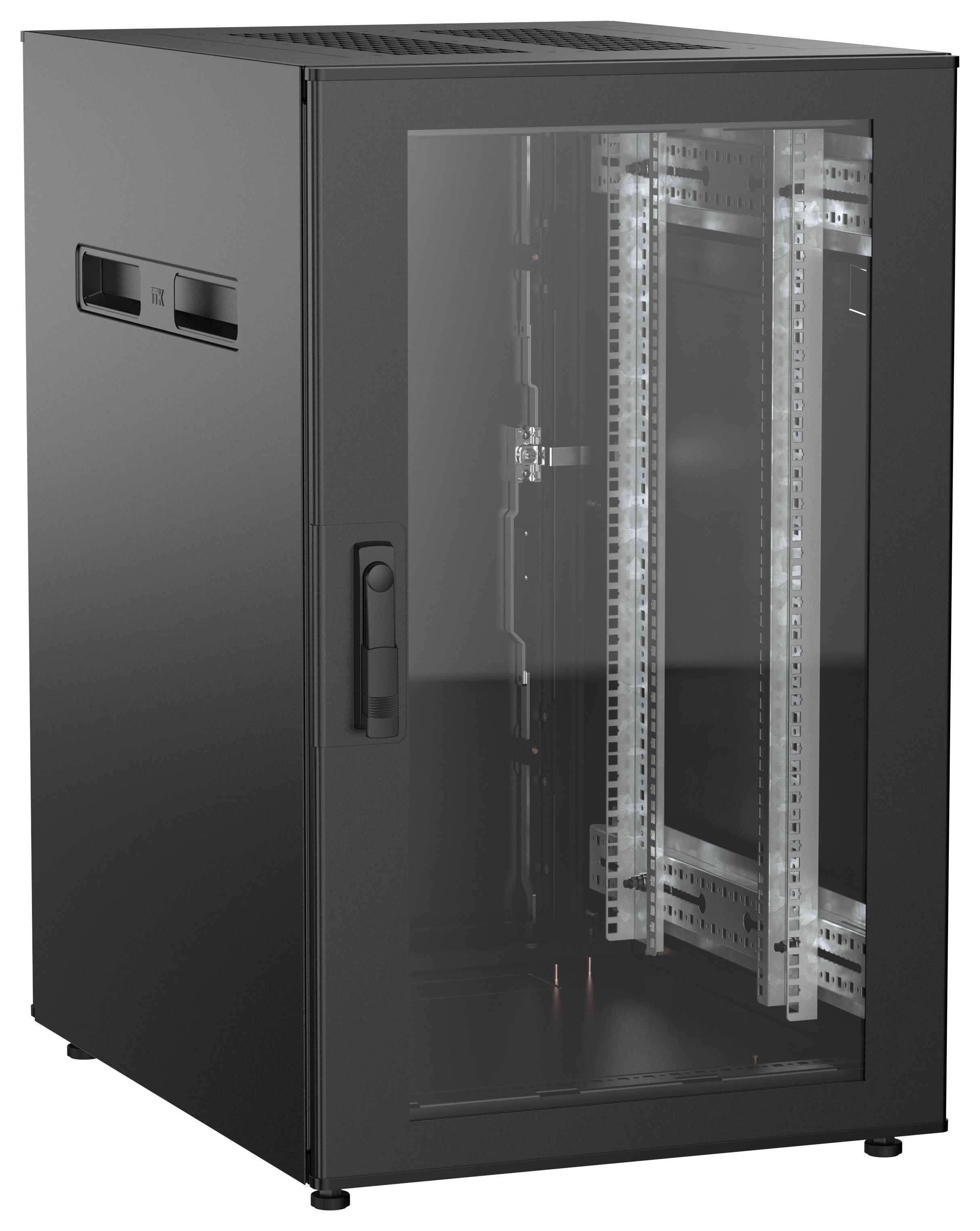 ITK UNITBOX N Шкаф сетевой 19" напольный 18U 600х800мм стеклянная передняя дверь задняя металлическая черный