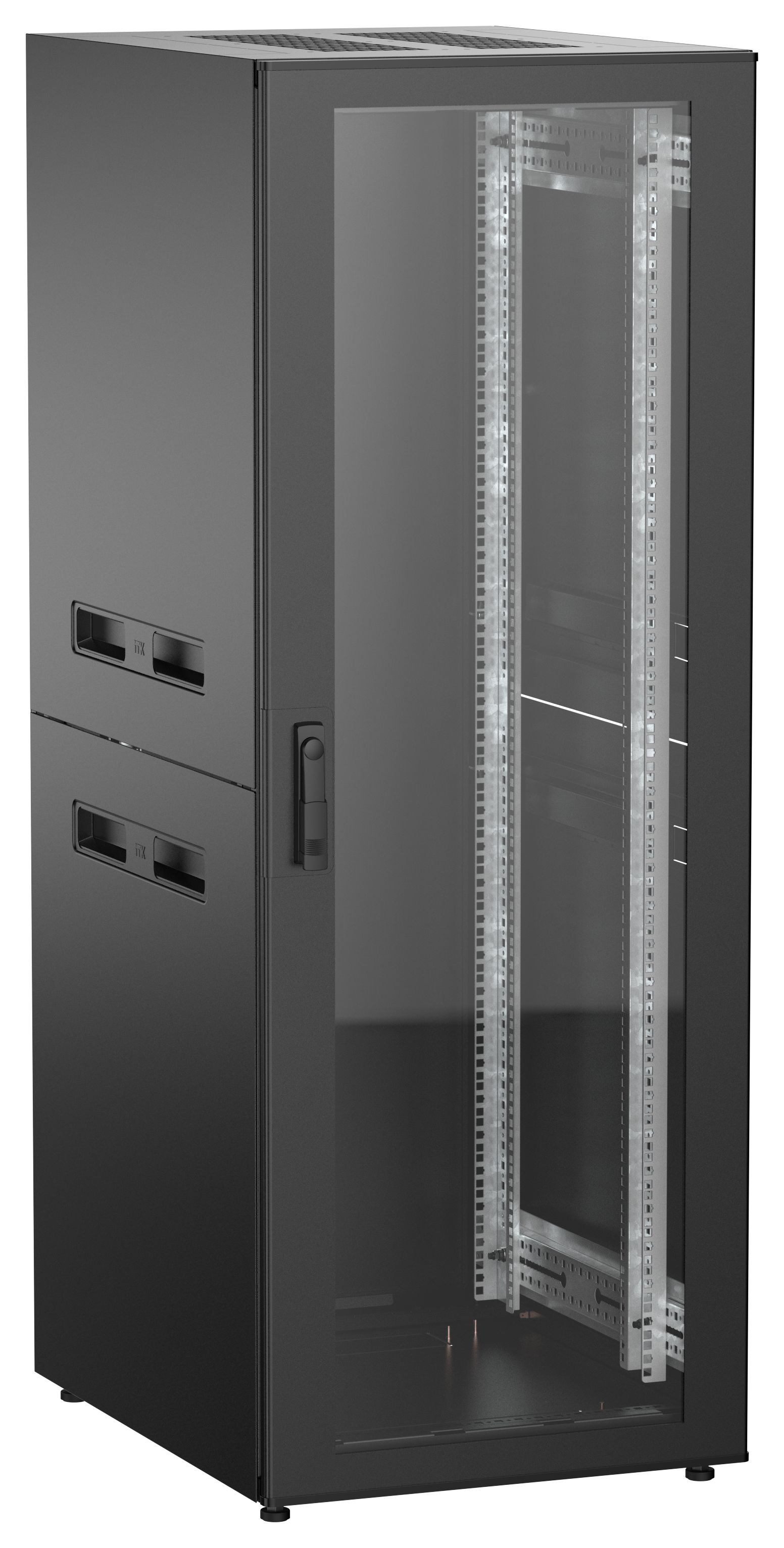 ITK UNITBOX N Шкаф сетевой 19" напольный 33U 600х800мм стеклянная передняя дверь черный
