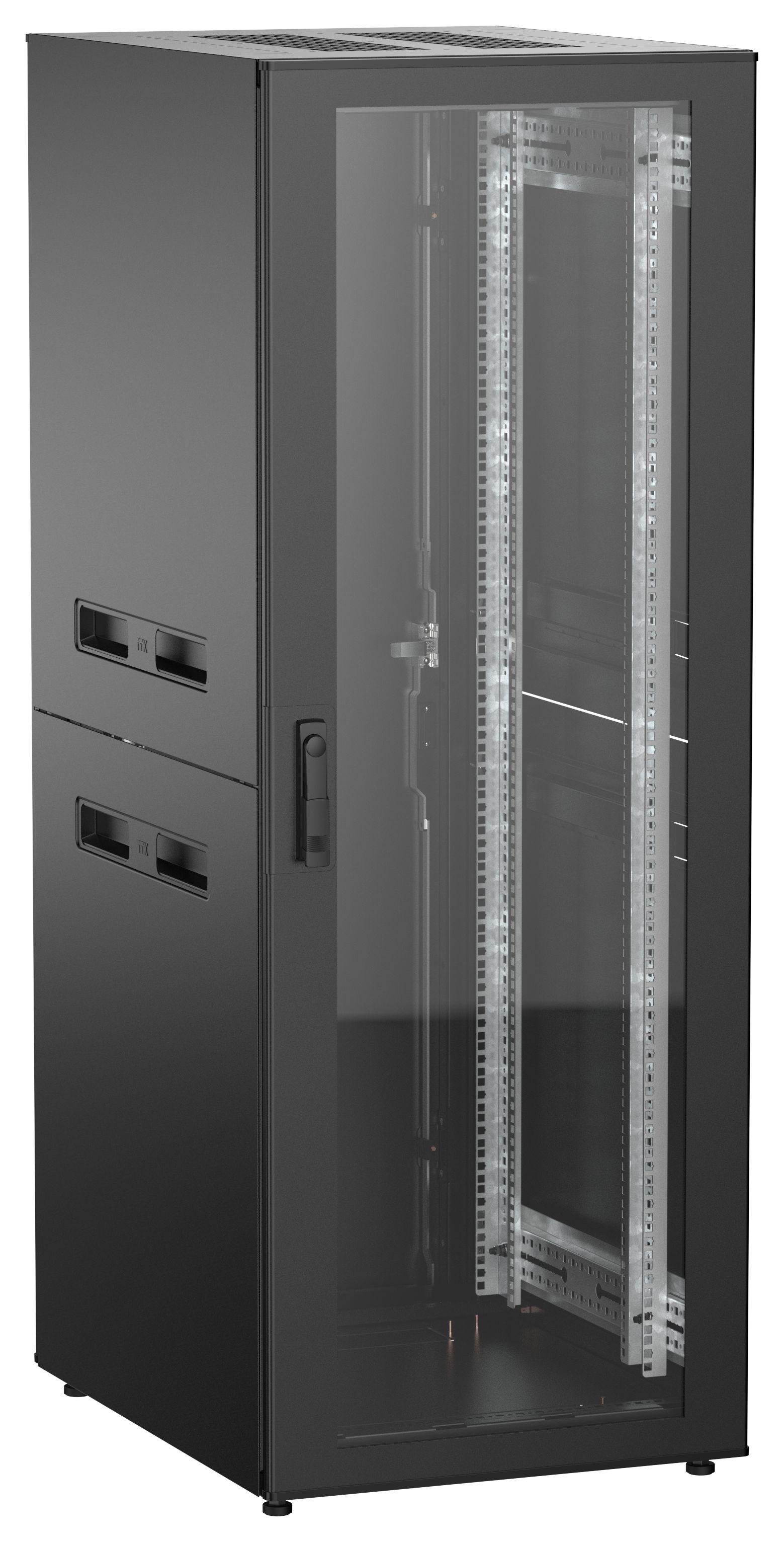 ITK UNITBOX N Шкаф сетевой 19" напольный 33U 600х800мм стеклянная передняя дверь задняя металлическая черный