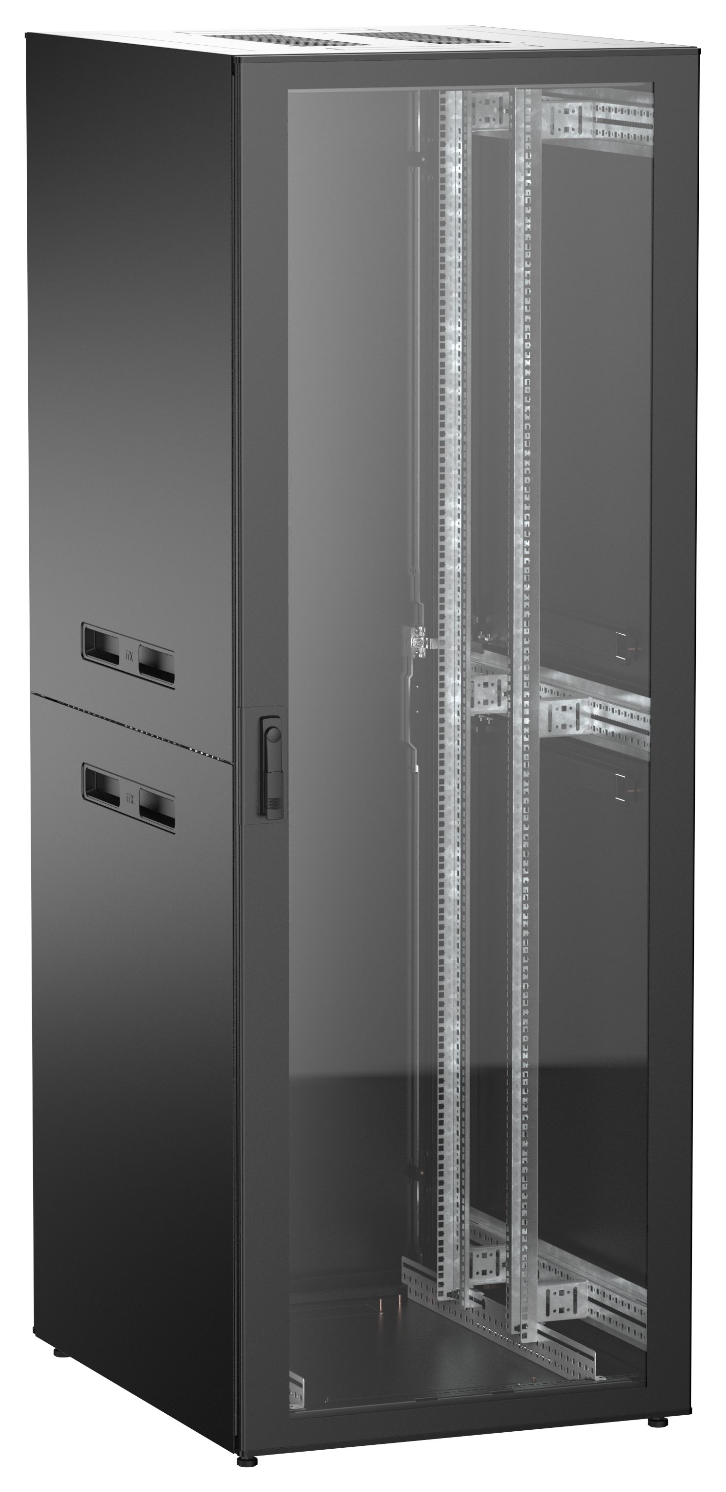 ITK UNITBOX N Шкаф сетевой 19" напольный 47U 800х1000мм стеклянная передняя дверь задняя металлическая черный