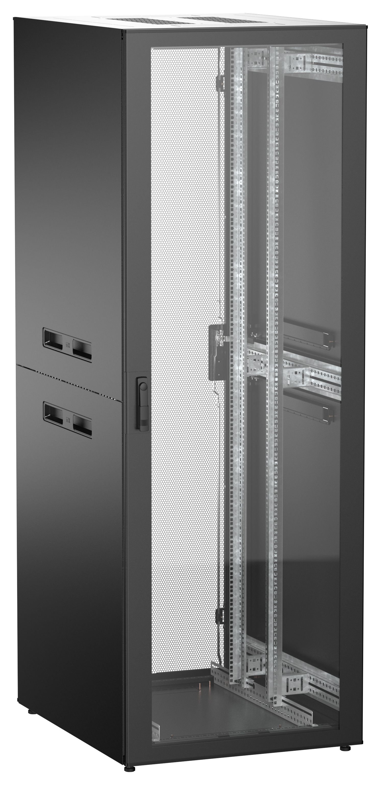ITK UNITBOX N Шкаф сетевой 19" напольный 47U 800х1000мм стеклянная передняя дверь задняя перфорированная черный