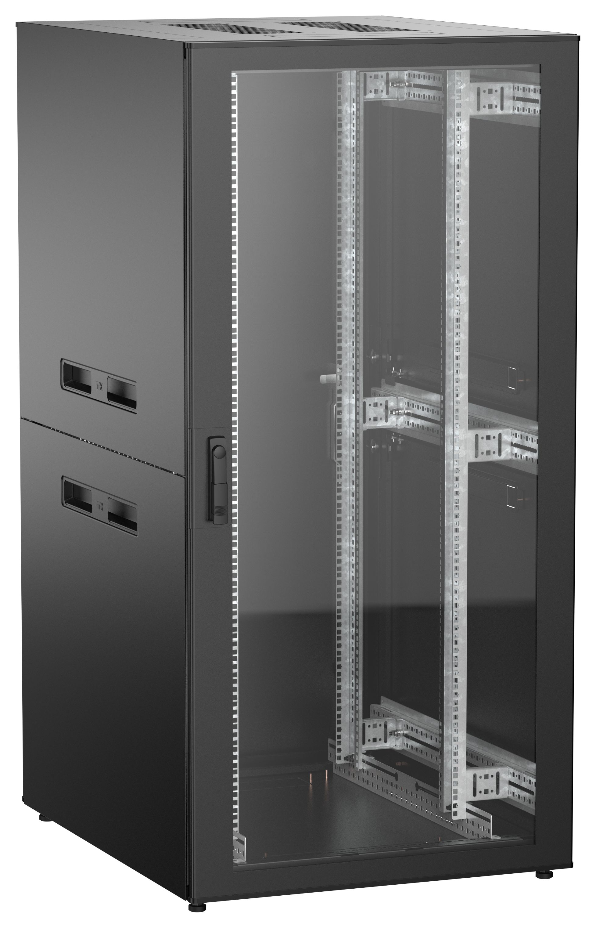 ITK UNITBOX N Шкаф сетевой 19" напольный 33U 800х1000мм стеклянная передняя дверь задняя металлическая черный