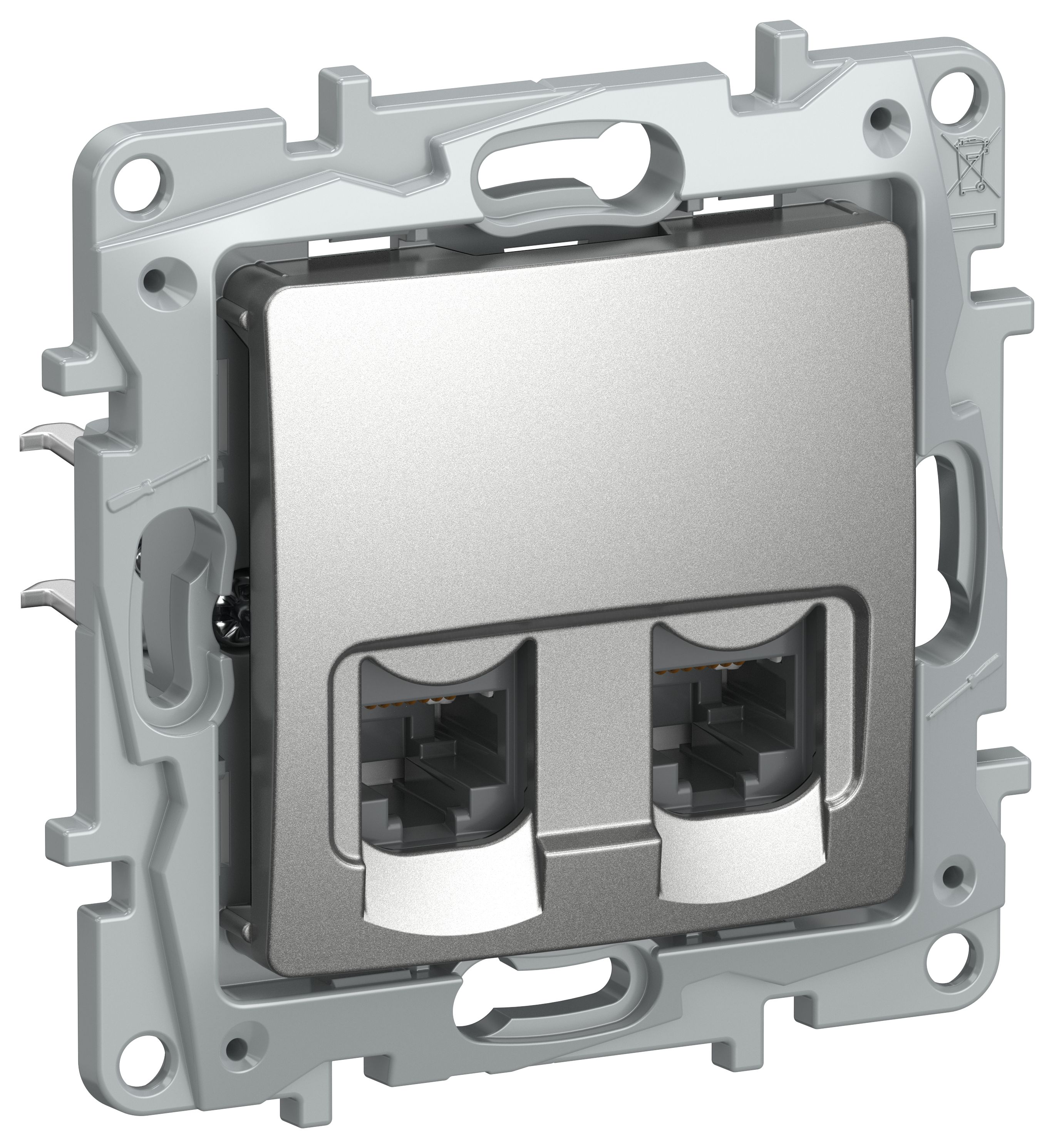 IEKETIKA Розетка компьютерная двойная RJ45 категория 5Е UTP 6724551 алюминий IEK