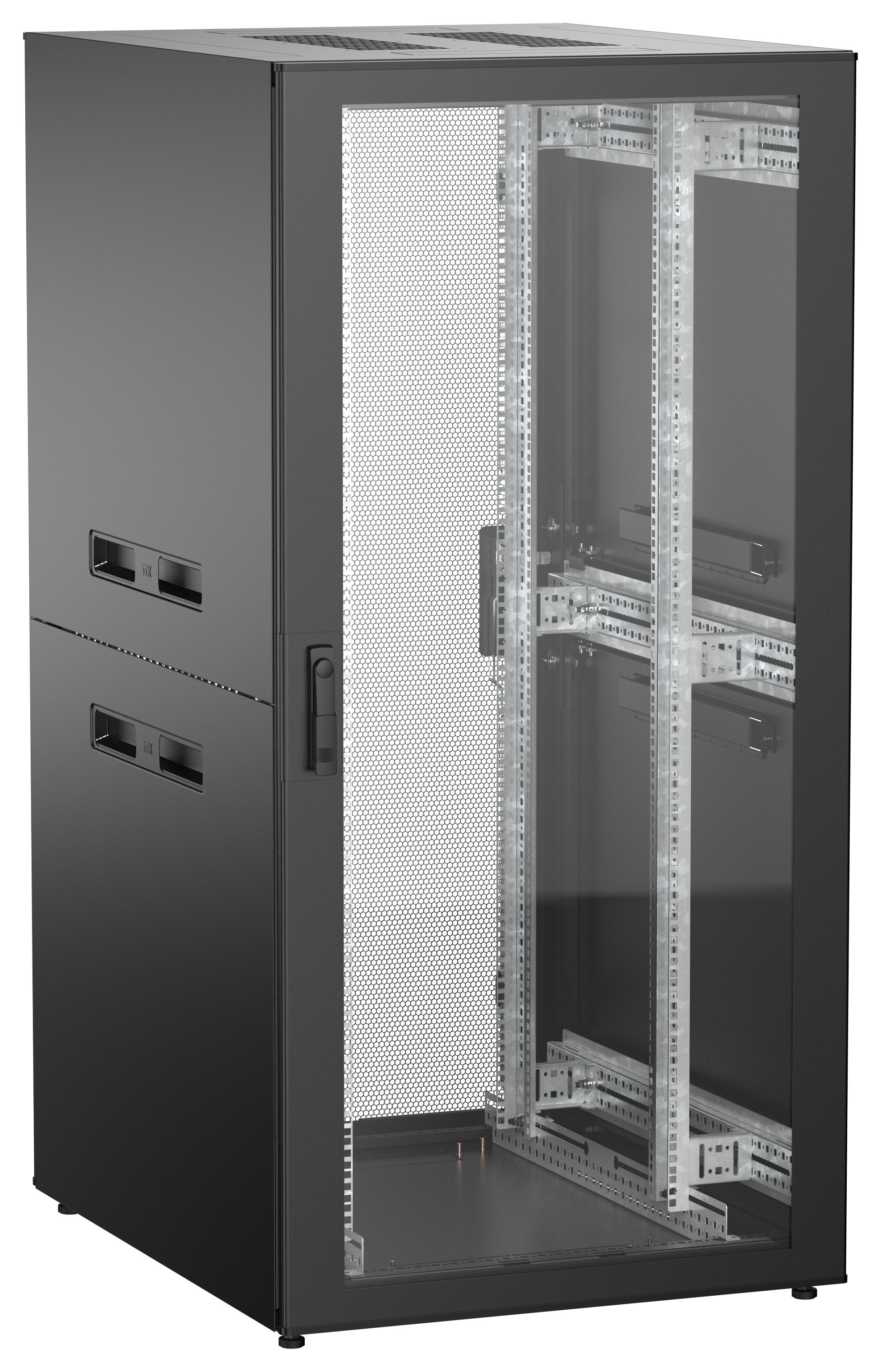 ITK UNITBOX N Шкаф сетевой 19" напольный 33U 800х1000мм стеклянная передняя дверь задняя перфорированная черный