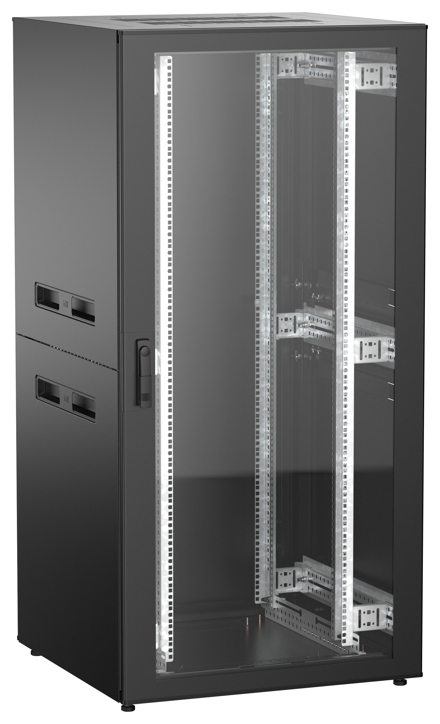 ITK UNITBOX N Шкаф сетевой 19" напольный 33U 800х800мм стеклянная передняя дверь задняя металлическая черный