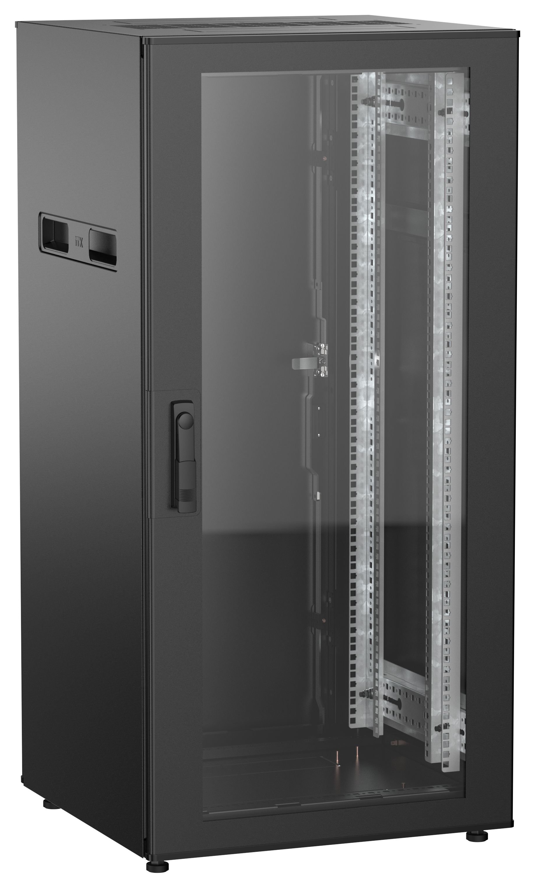 ITK UNITBOX N Шкаф сетевой 19" напольный 24U 600х600мм стеклянная передняя дверь задняя металлическая черный