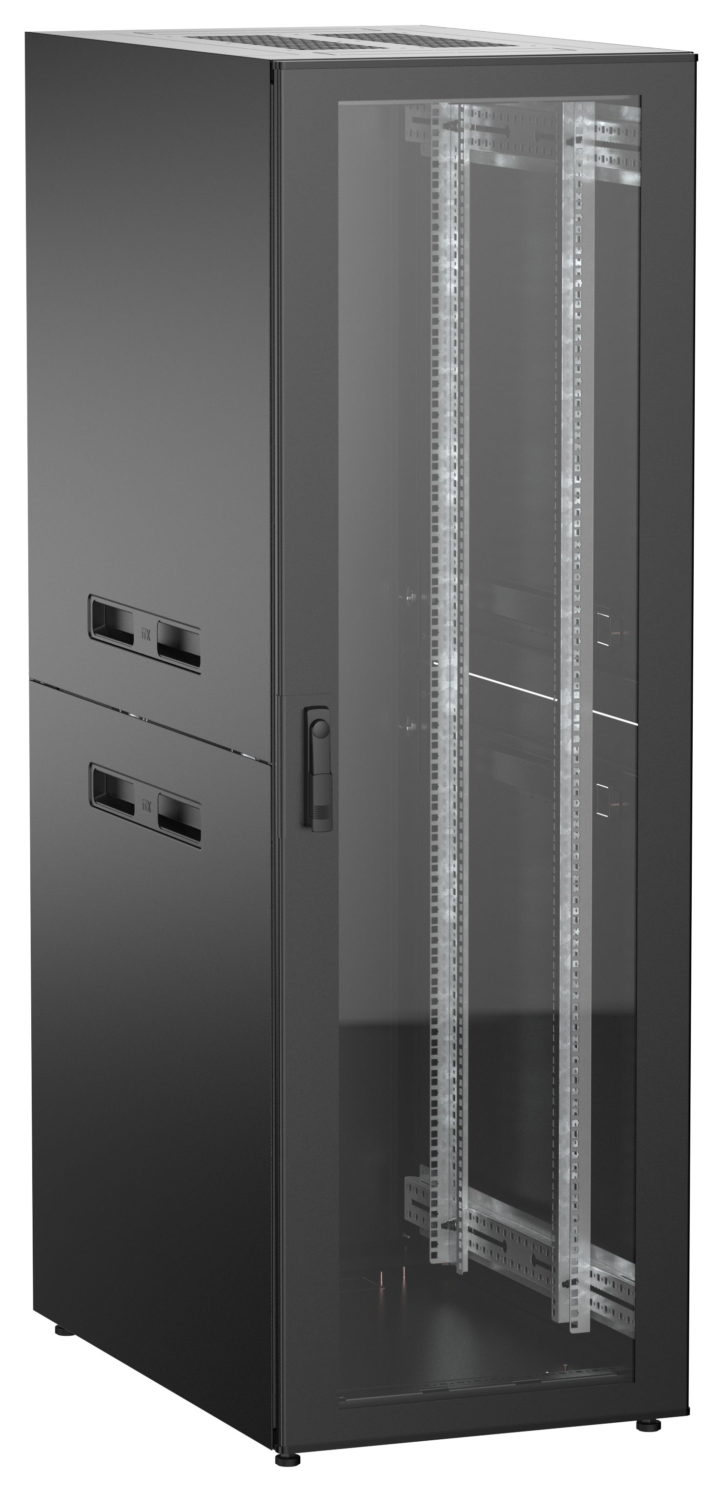 ITK UNITBOX N Шкаф сетевой 19" напольный 38U 600х1000мм стеклянная передняя дверь черный