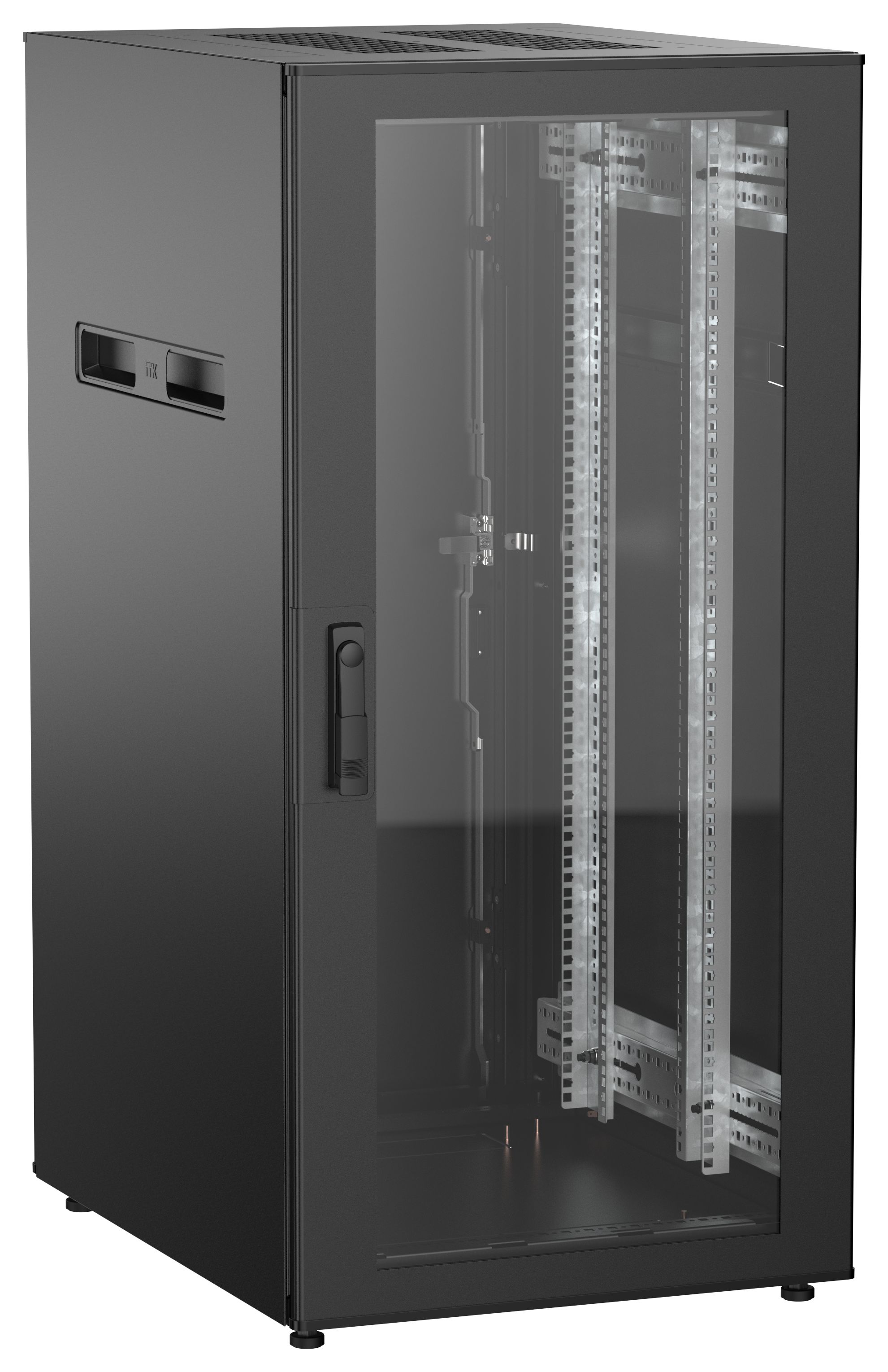 ITK UNITBOX N Шкаф сетевой 19" напольный 24U 600х800мм стеклянная передняя дверь задняя металлическая черный