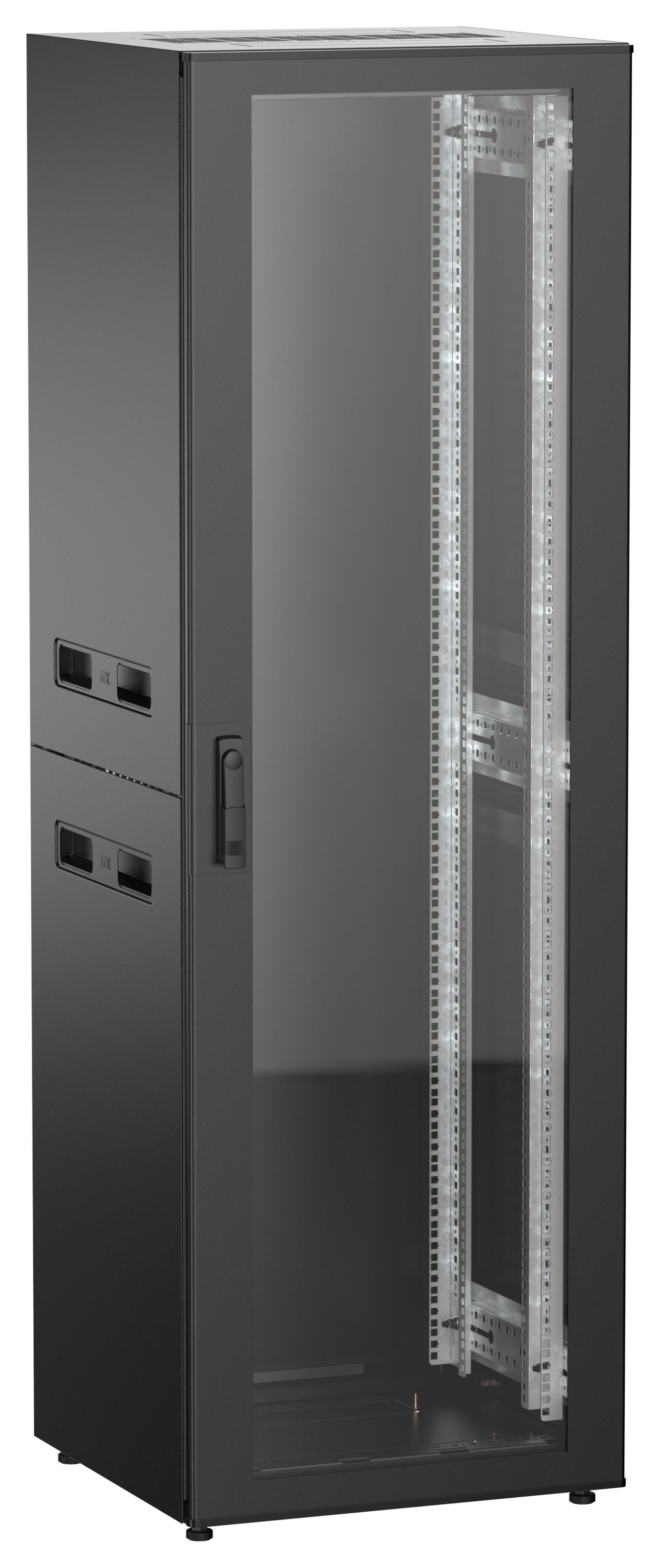 ITK UNITBOX N Шкаф сетевой 19" напольный 38U 600х600мм стеклянная передняя дверь черный