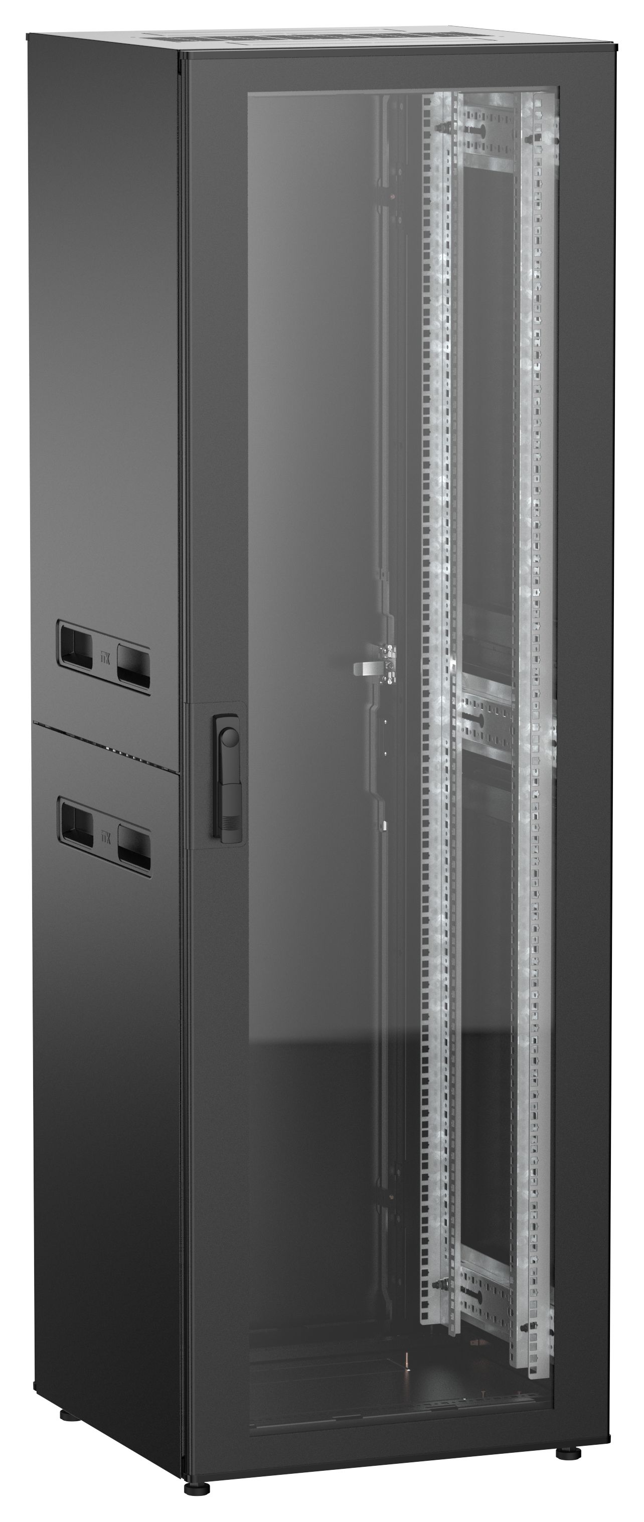 ITK UNITBOX N Шкаф сетевой 19" напольный 38U 600х600мм стеклянная передняя дверь задняя металлическая черный
