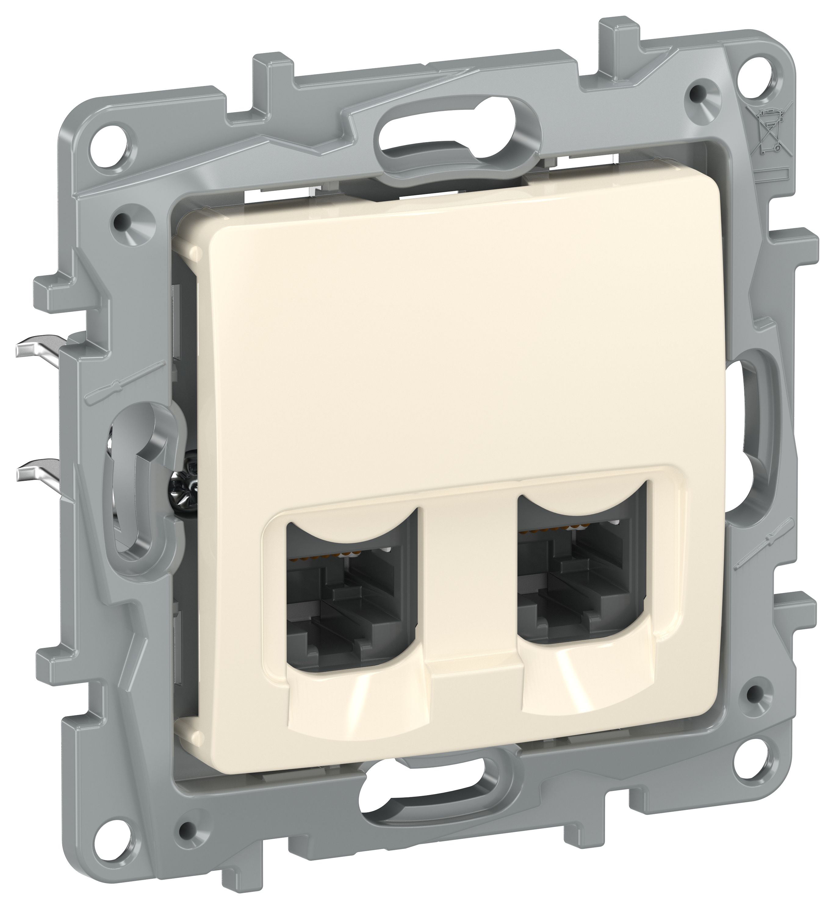 IEKETIKA Розетка компьютерная двойная RJ45 категория 5Е UTP 6723551 слоновая кость IEK
