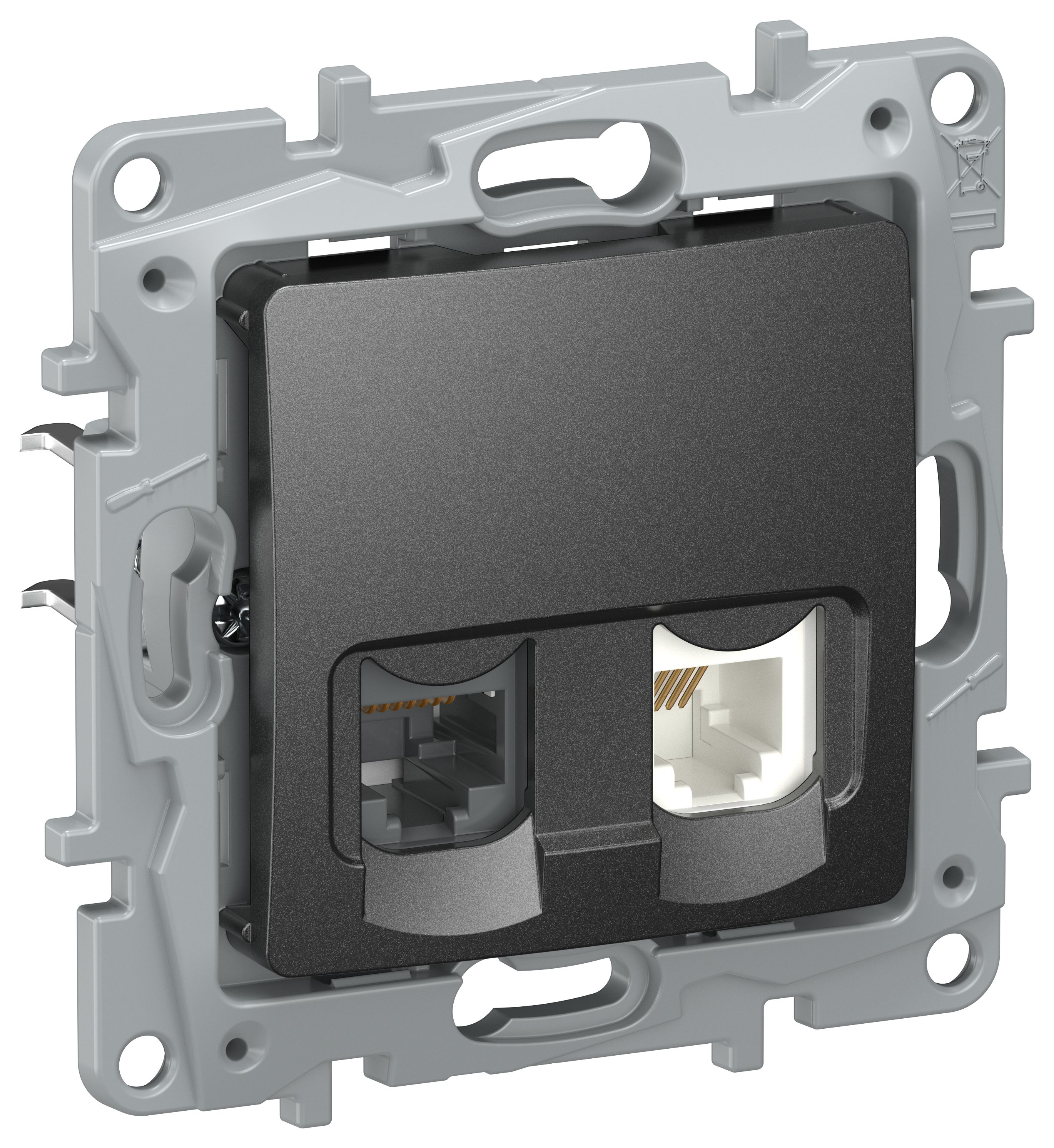 IEKETIKA Розетка двойная RJ11+RJ45 кат.5E UTP 6726521 антрацит IEK