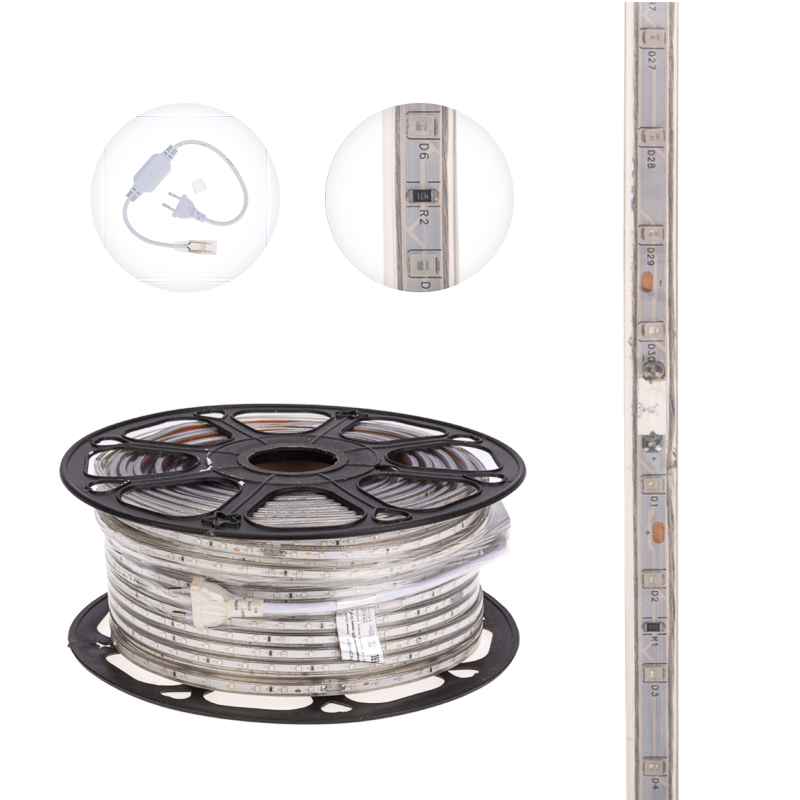 Лента светодиодная 220В, SMD2835, 4,8Вт/м, 60 LED/м, Синий, 10х7мм, 100м, с кабелем питания, IP67 NEON-NIGHT — фото