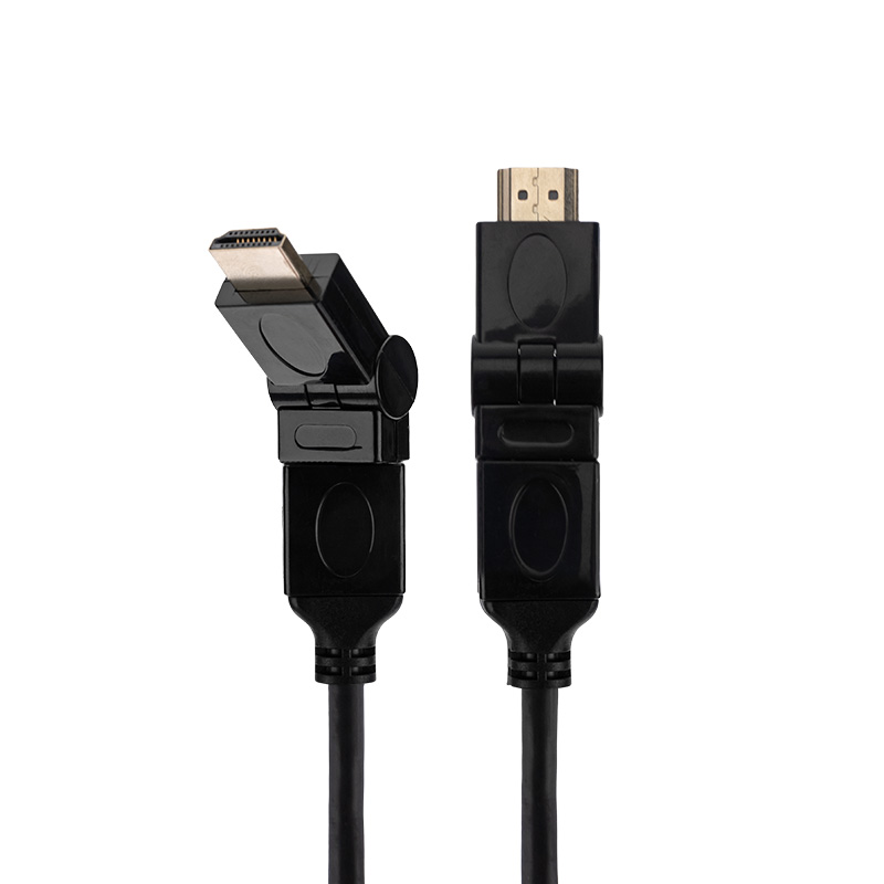 Шнур HDMI – HDMI 1.4, 2м, позолоченный, с фильтрами, угловой 360° REXANT — фото