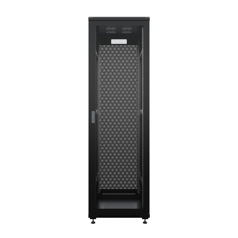 Шкаф телекоммуникационный напольный 19" 42U 800х1000мм, передняя и задняя дверь с перфорацией, разборный, черный (RAL 9005) REXANT — фото