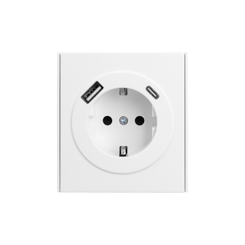 Розетка STRONG 1-ая с/з с/у з/ш 16А с USB A+C быстрой зарядки 5В/3А жемчуг KRANZ — фото