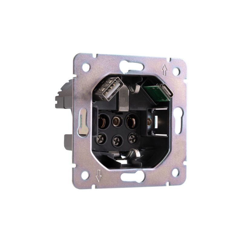 Розетка STRONG 1-ая с/з с/у з/ш 16А с USB A+C быстрой зарядки 5В/3А жемчуг KRANZ — фото