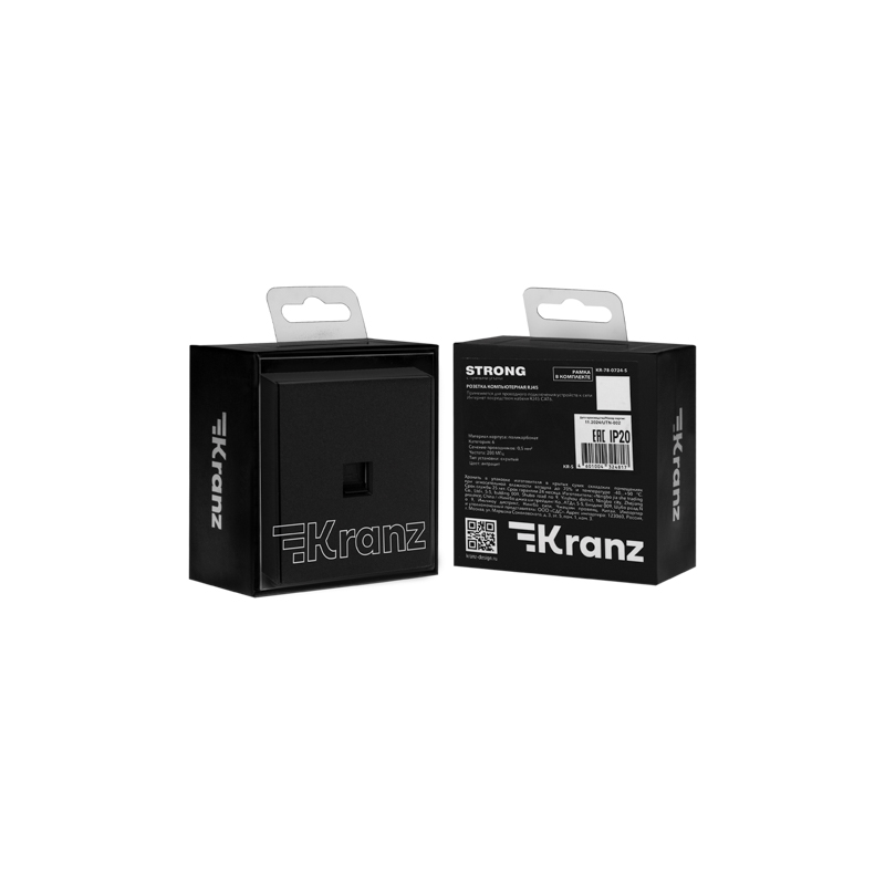 Розетка STRONG компьютерная RJ45 кат6 с/у антрацит KRANZ — фото