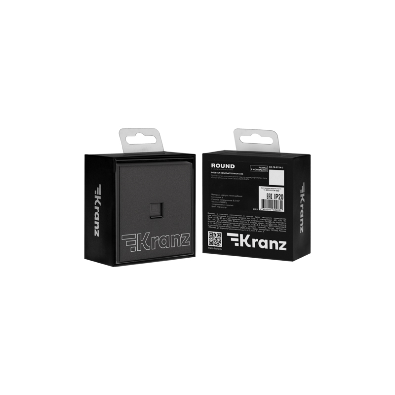 Розетка STRONG компьютерная RJ45 кат6 с/у графит KRANZ — фото