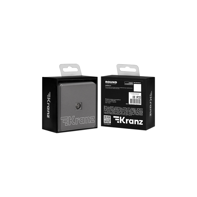 Розетка ROUND TV с/у титан KRANZ — фото