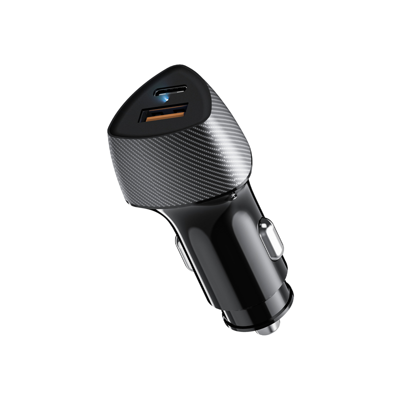 Автомобильное зарядное устройство c двумя портами (USB-A QC 3.0 + USB-C PD) cо световой индикацией, 20Вт, черное REXANT — фото