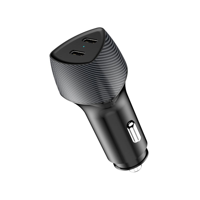 Автомобильное зарядное устройство с двумя портами (USB-C PD + USB-C PD) со световой индикацией, 40Вт, черное REXANT — фото