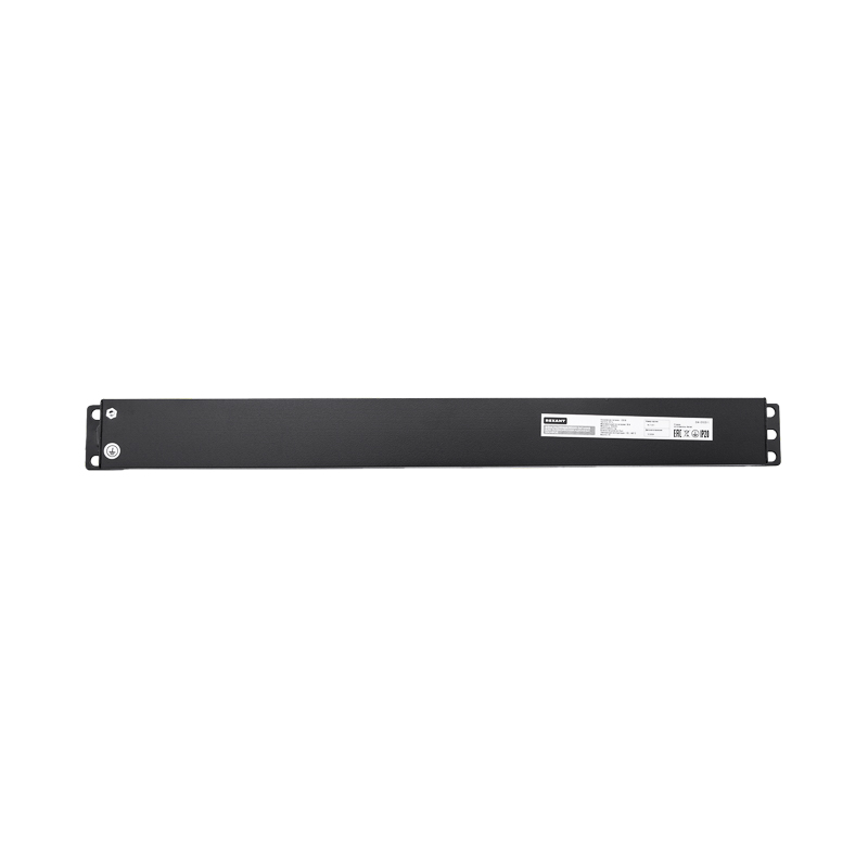 Блок распределения питания PDU горизонтальный 1U 6 розеток СЕЕ 7/4 Schuko 16A автомат защиты алюм корп шнур 2м вилка СЕЕ 7/7 Schuko черный REXANT — фото