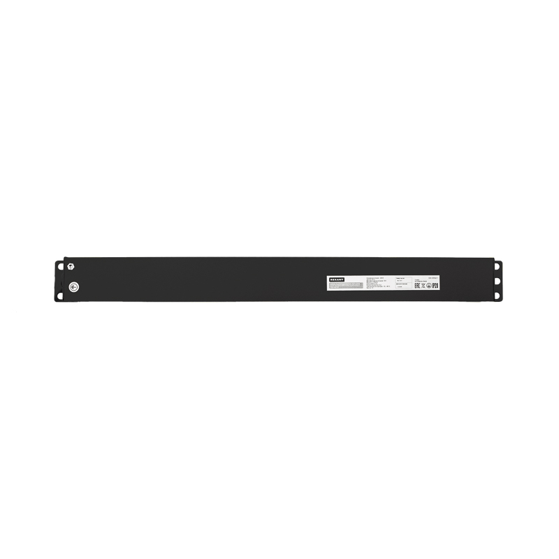 Блок распределения питания PDU горизонтальный 1U 8 розеток СЕЕ 7/4 Schuko 10A выкл алюм корп шнур 2м вилка C14 черный REXANT — фото