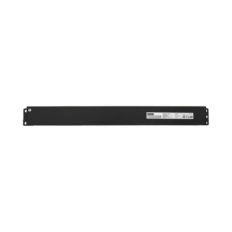 Блок распределения питания PDU горизонтальный 1U 8 розеток C13 10A без выкл алюм корп шнур 2м вилка C14 черный REXANT — фото