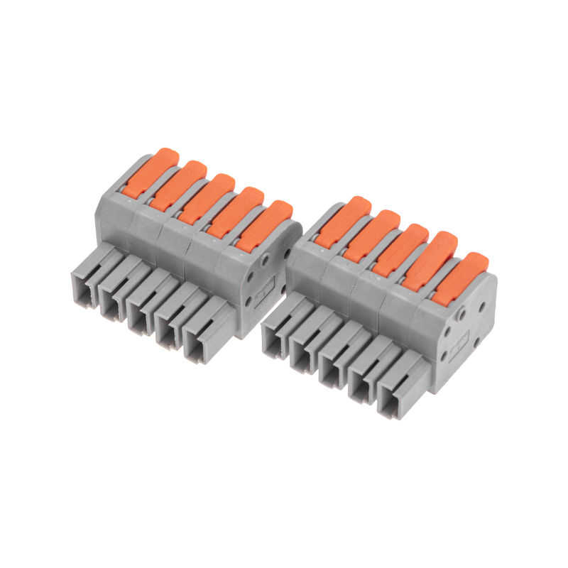Клемма СМК 222-425R проходная разъемная 5 полюсов серая 0,2-2,5/4мм² (блистер 3 шт/уп) REXANT — фото