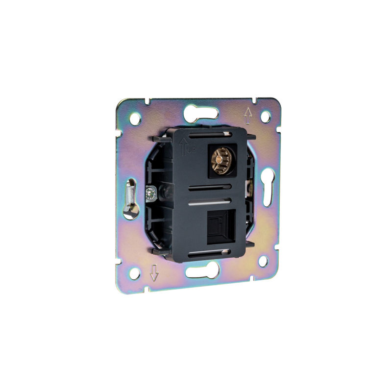 Розетка STRONG компьютерная RJ45 кат6 + TV с/у антрацит KRANZ — фото