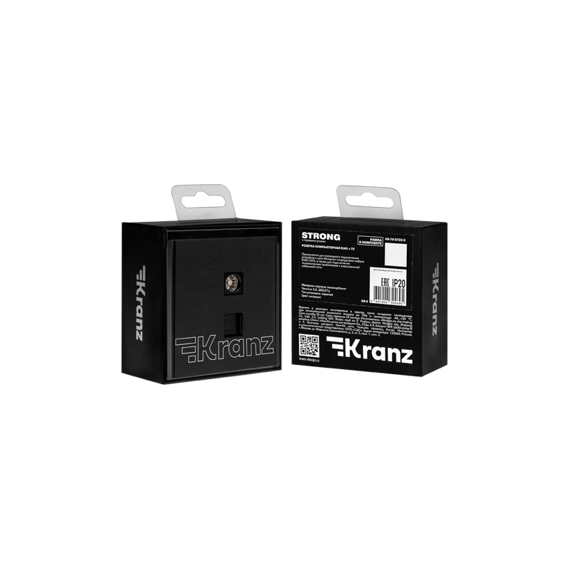 Розетка STRONG компьютерная RJ45 кат6 + TV с/у антрацит KRANZ — фото