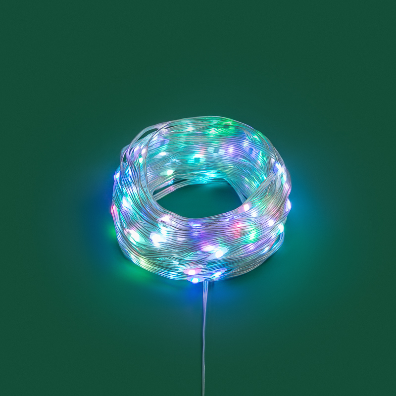 Умная гирлянда Роса с крупными каплями 20м 200 LED RGB IP20 прозрачный провод USB NEON-NIGHT — фото