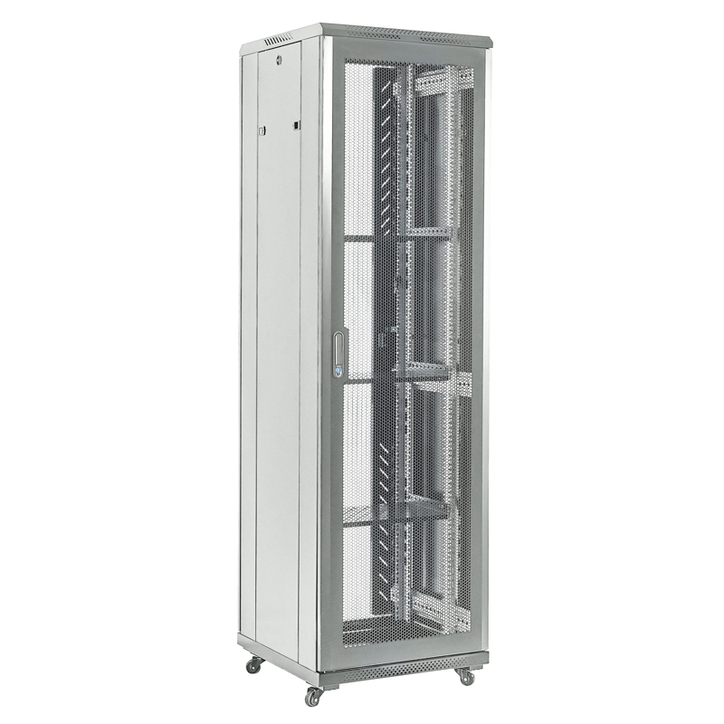 Шкаф телекоммуникационный напольный 19" 42U 600×800мм, дверь перфорация, разборный, серый (RAL 7035) REXANT
