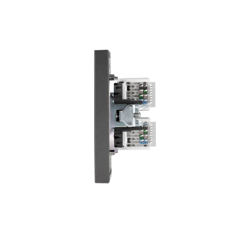 Розетка STRONG компьютерная двойная RJ45+RJ45 кат6 с/у графит KRANZ — фото
