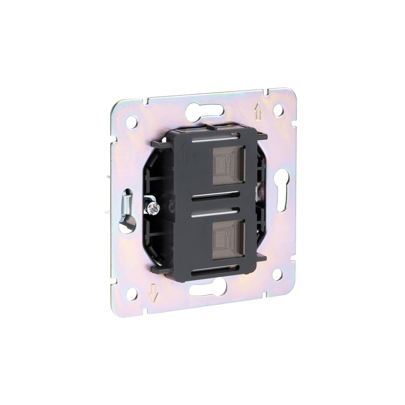 Розетка STRONG компьютерная двойная RJ45+RJ45 кат6 с/у графит KRANZ — фото
