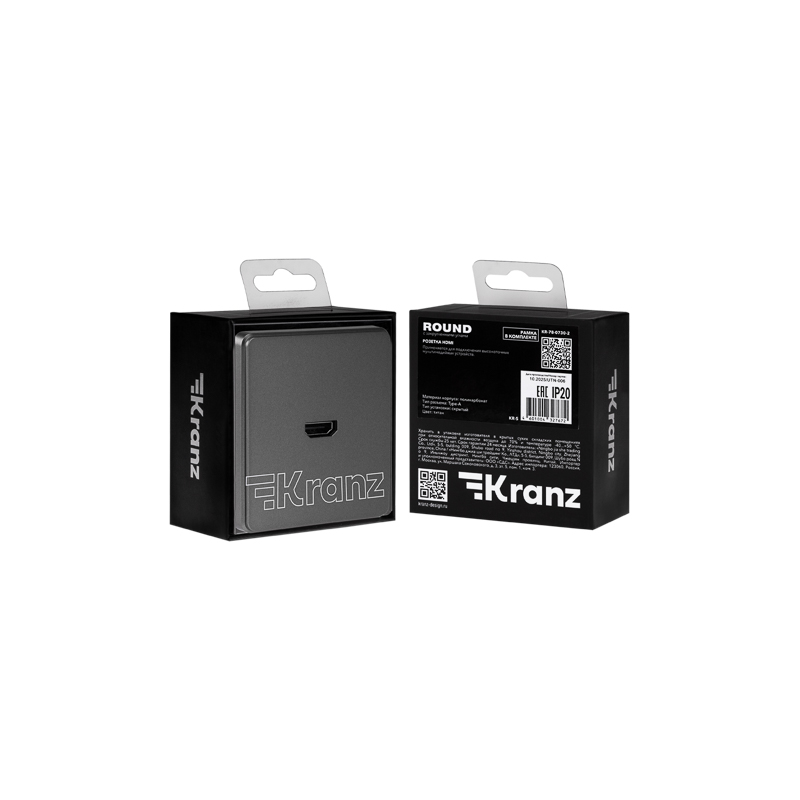 Розетка ROUND HDMI с/у титан KRANZ — фото
