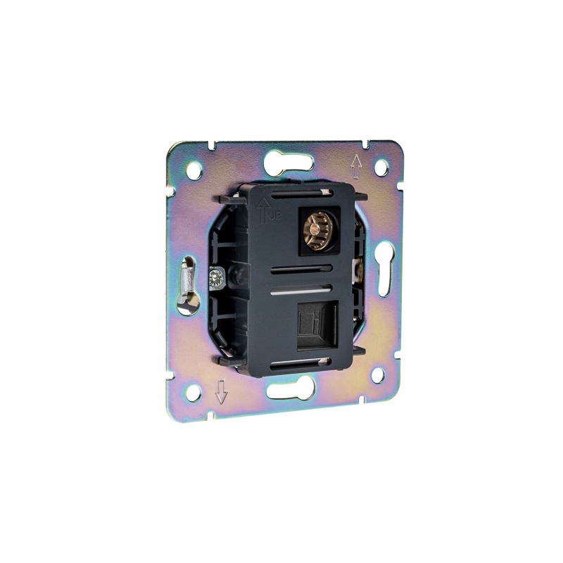 Розетка STRONG компьютерная RJ45 кат6 + TV с/у графит KRANZ — фото