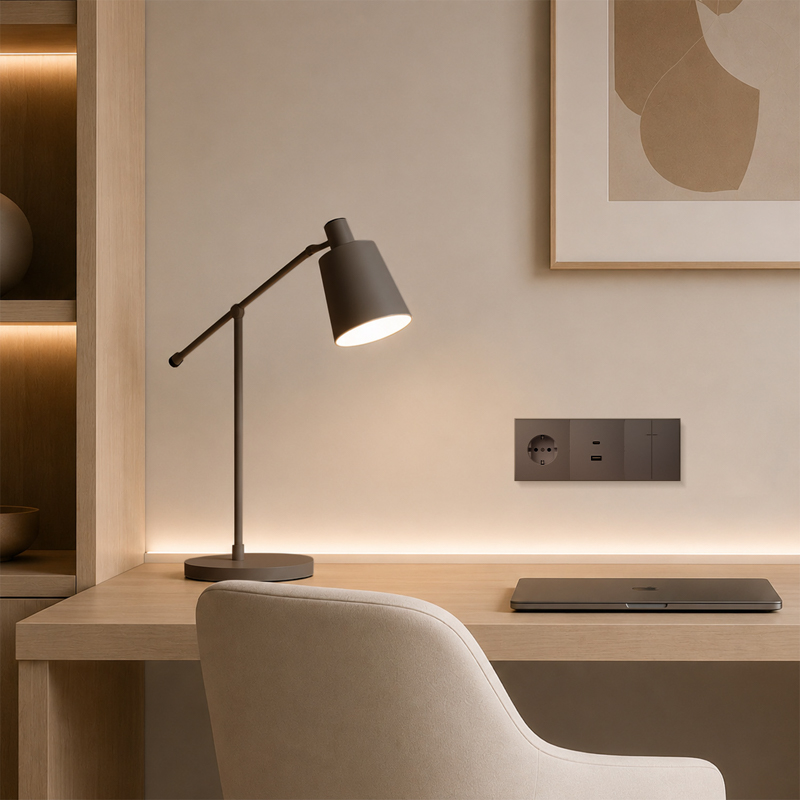 Розетка STRONG 1-ая с/з с/у, со шторками 16А графит KRANZ — фото