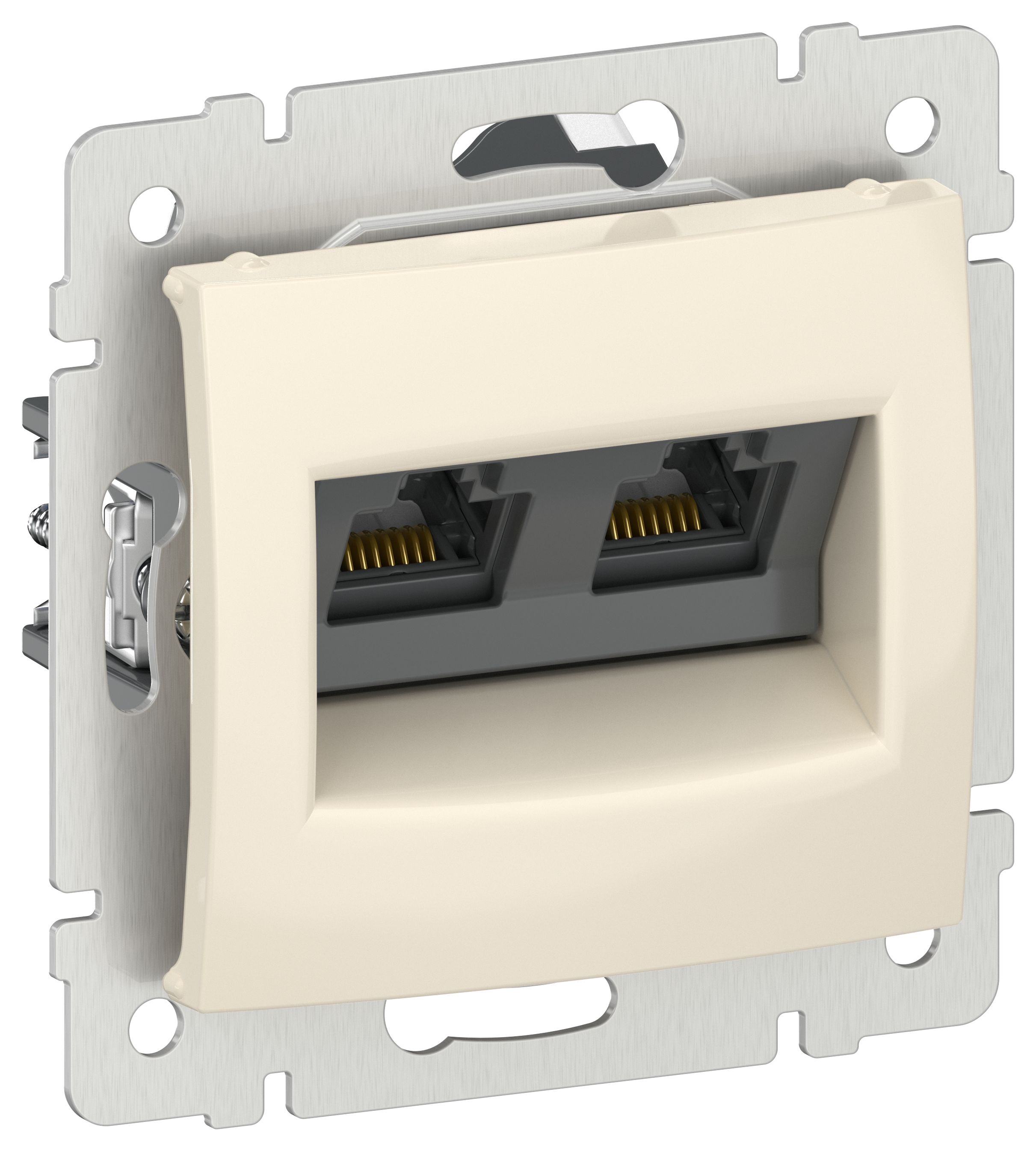 IEKVALENA Розетка компьютерная двойная RJ45 категория 5Е UTP 6956261 слоновая кость IEK