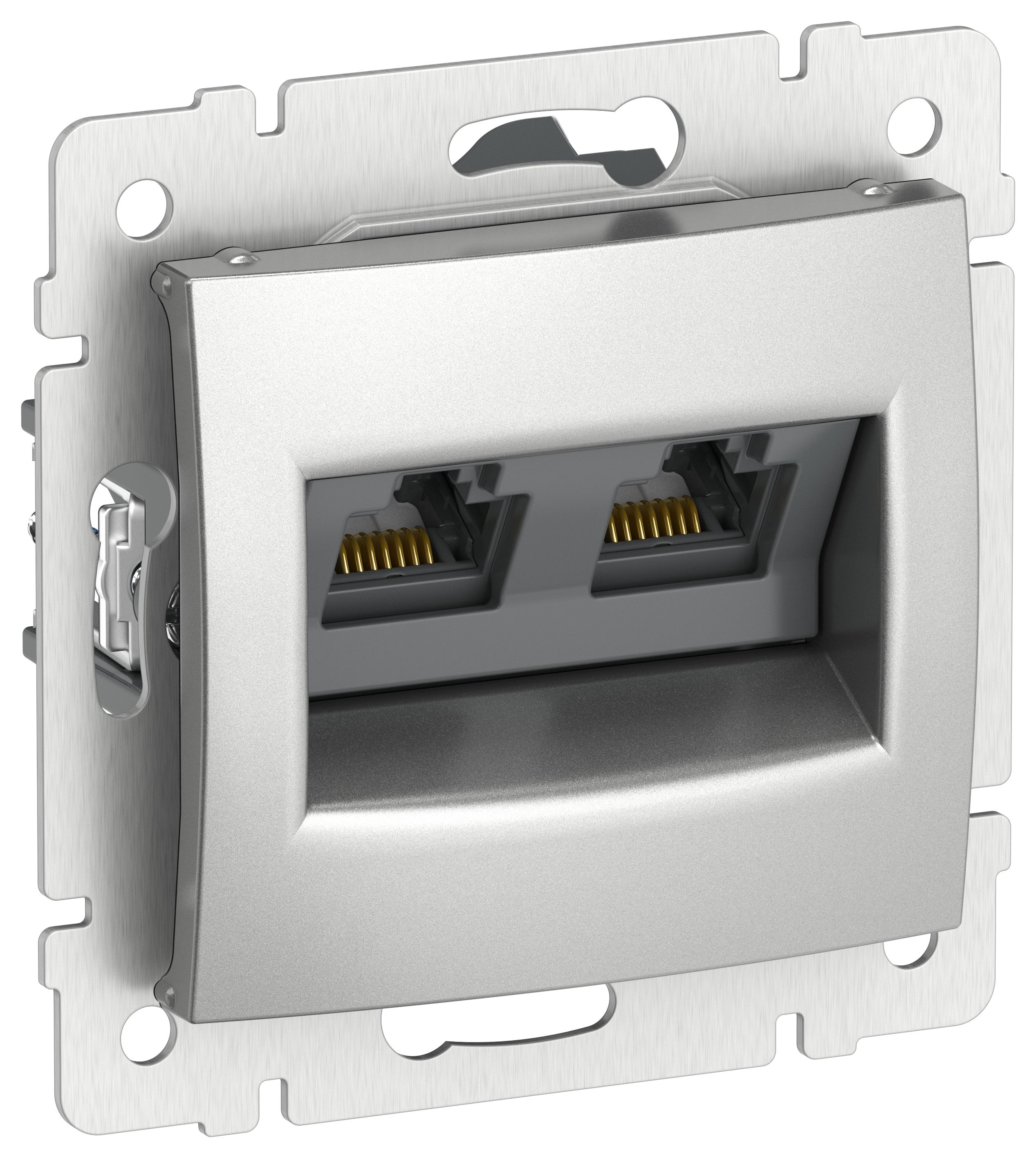 IEKVALENA Розетка компьютерная двойная RJ45 категория 5Е UTP 6902311 алюминий IEK