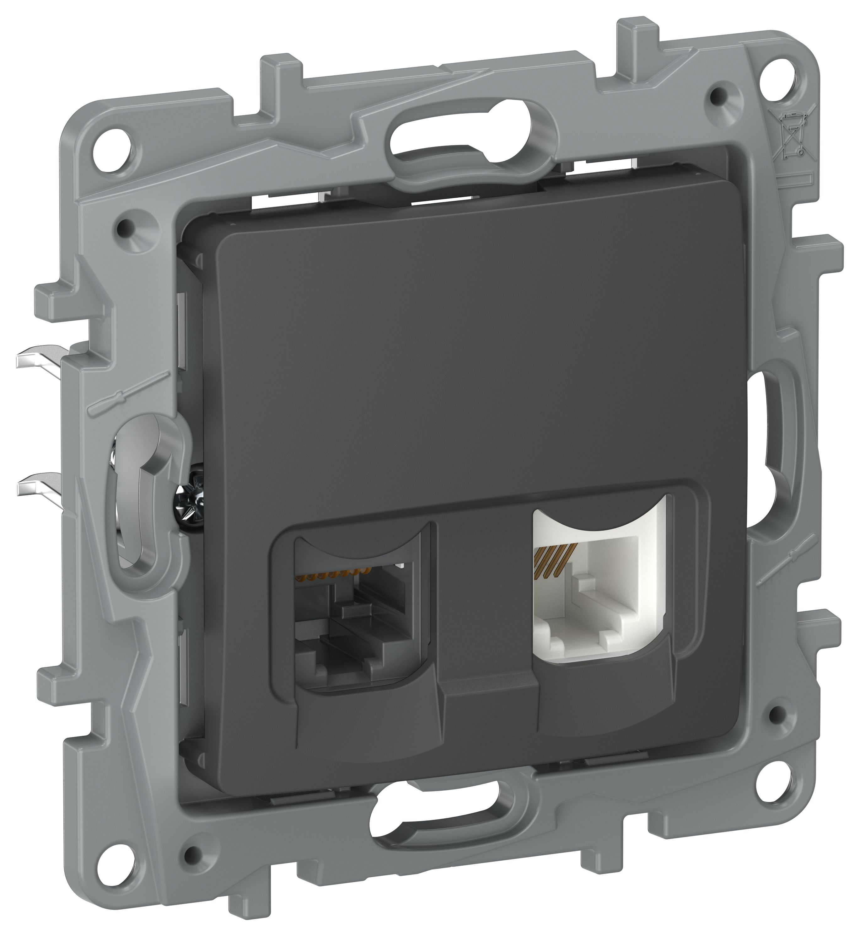 IEKETIKA Розетка двойная RJ11+RJ45 кат.5E UTP 6712521 графит IEK