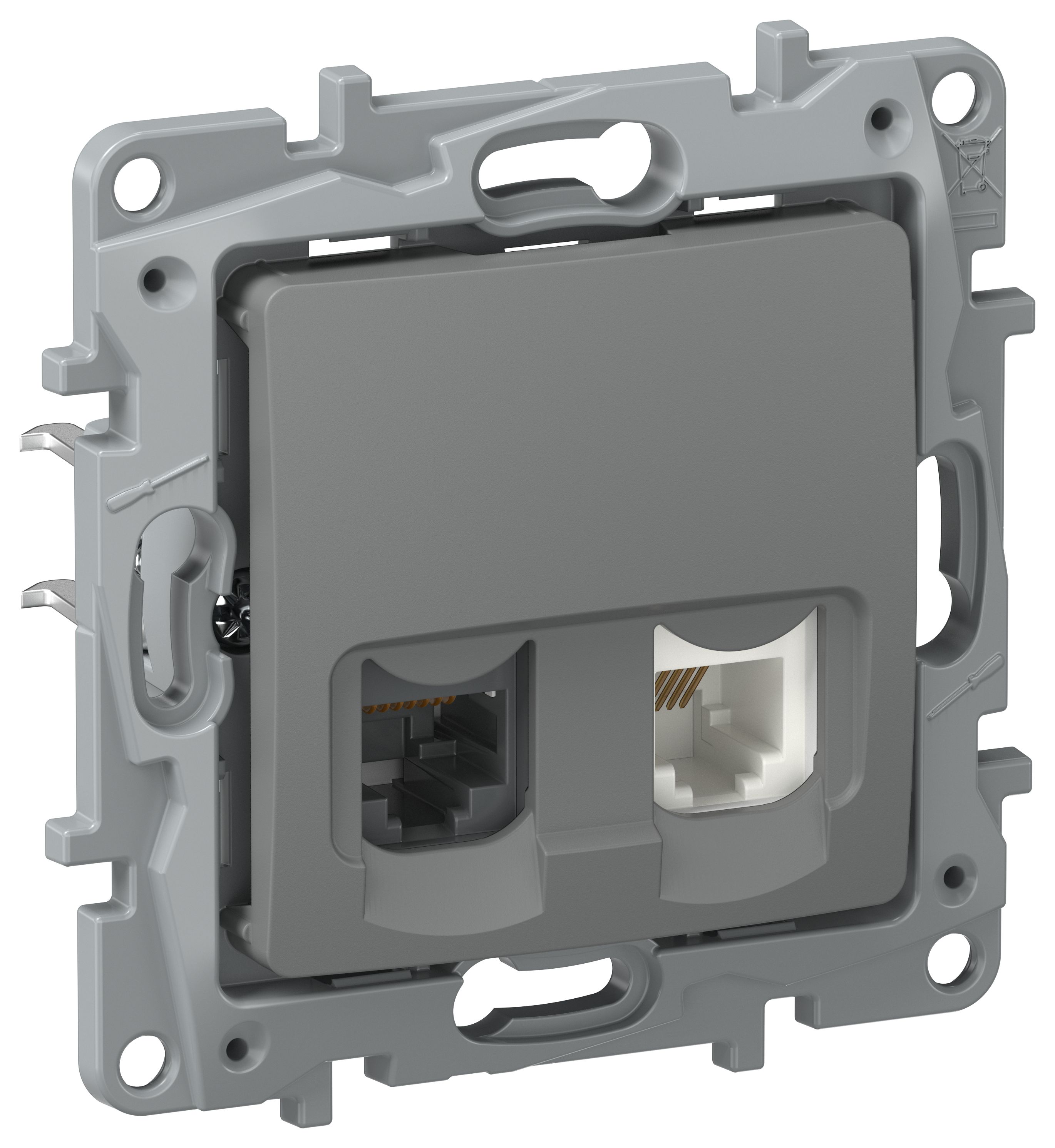 IEKETIKA Розетка двойная RJ11+RJ45 кат.5E UTP 6715521 мокрый асфальт IEK