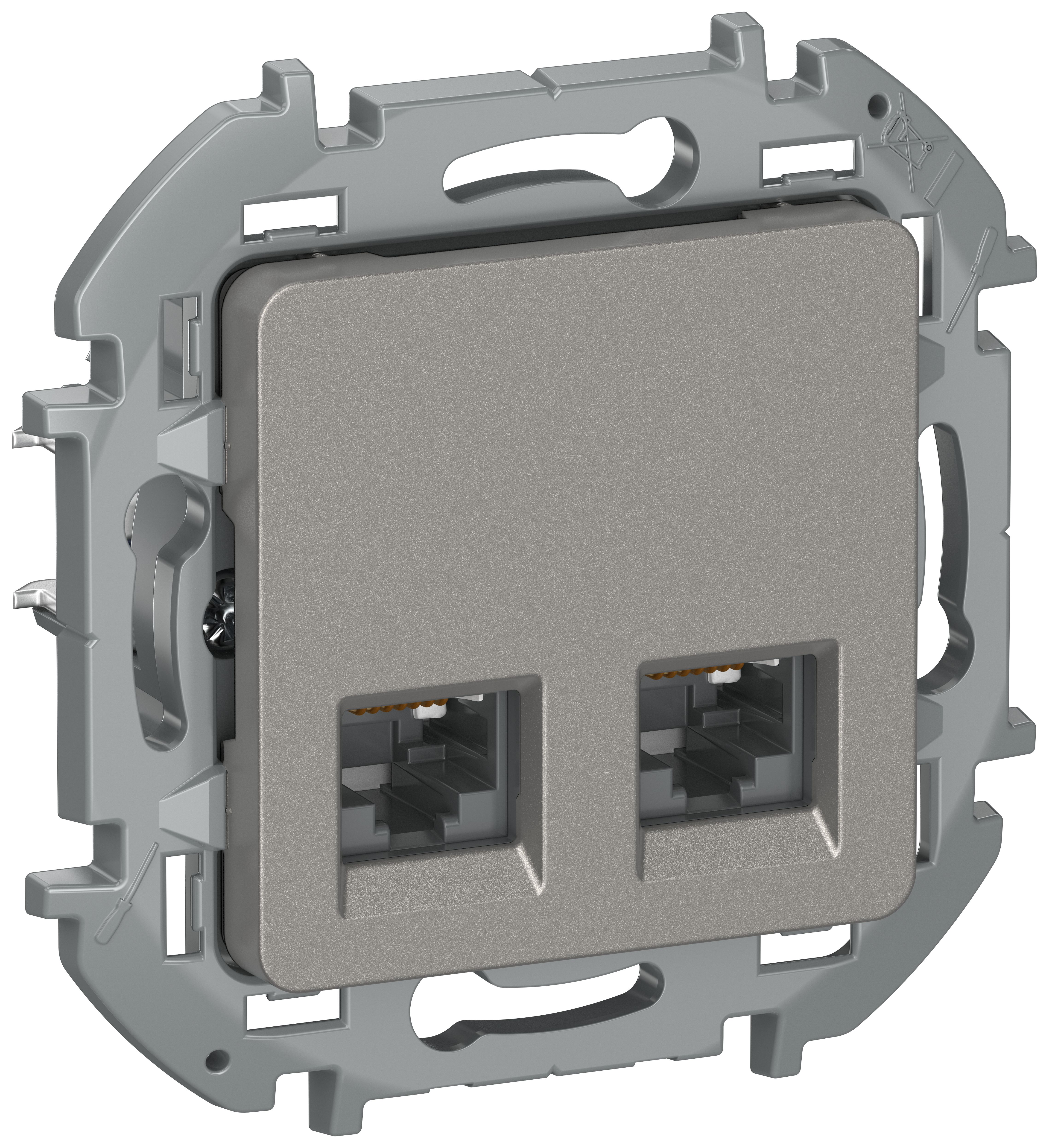 IEKINSPIRIA Розетка компьютерная двойная RJ45 категория 5Е UTP 6731271 дымчатый IEK