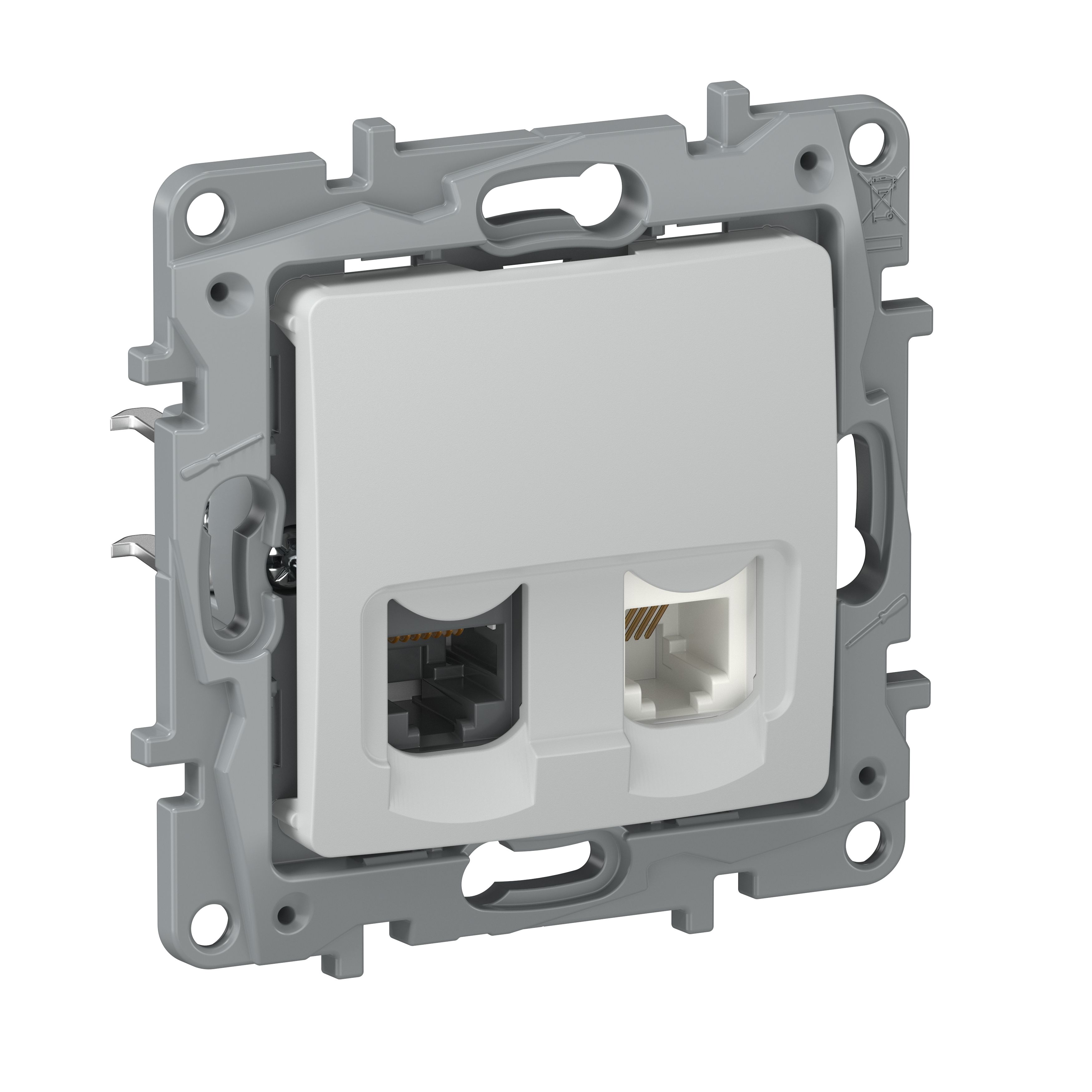 IEKETIKA Розетка двойная RJ11+RJ45 кат.5E UTP 6716521 галька IEK