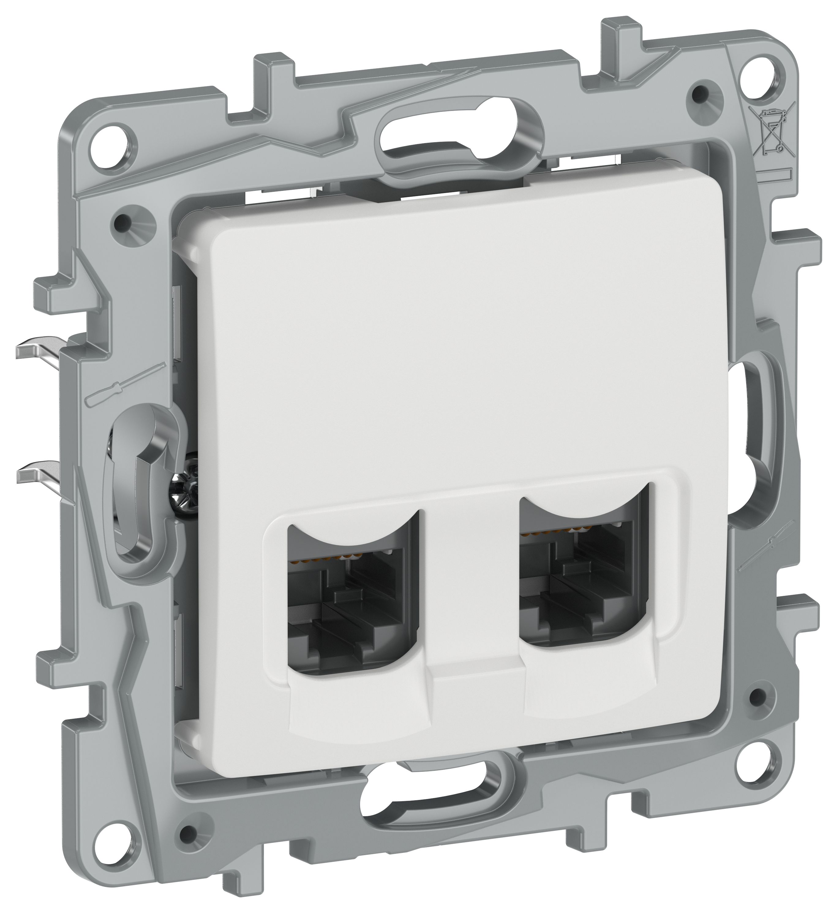 IEKETIKA Розетка компьютерная двойная RJ45 категория 5Е UTP 6710551 молочный IEK
