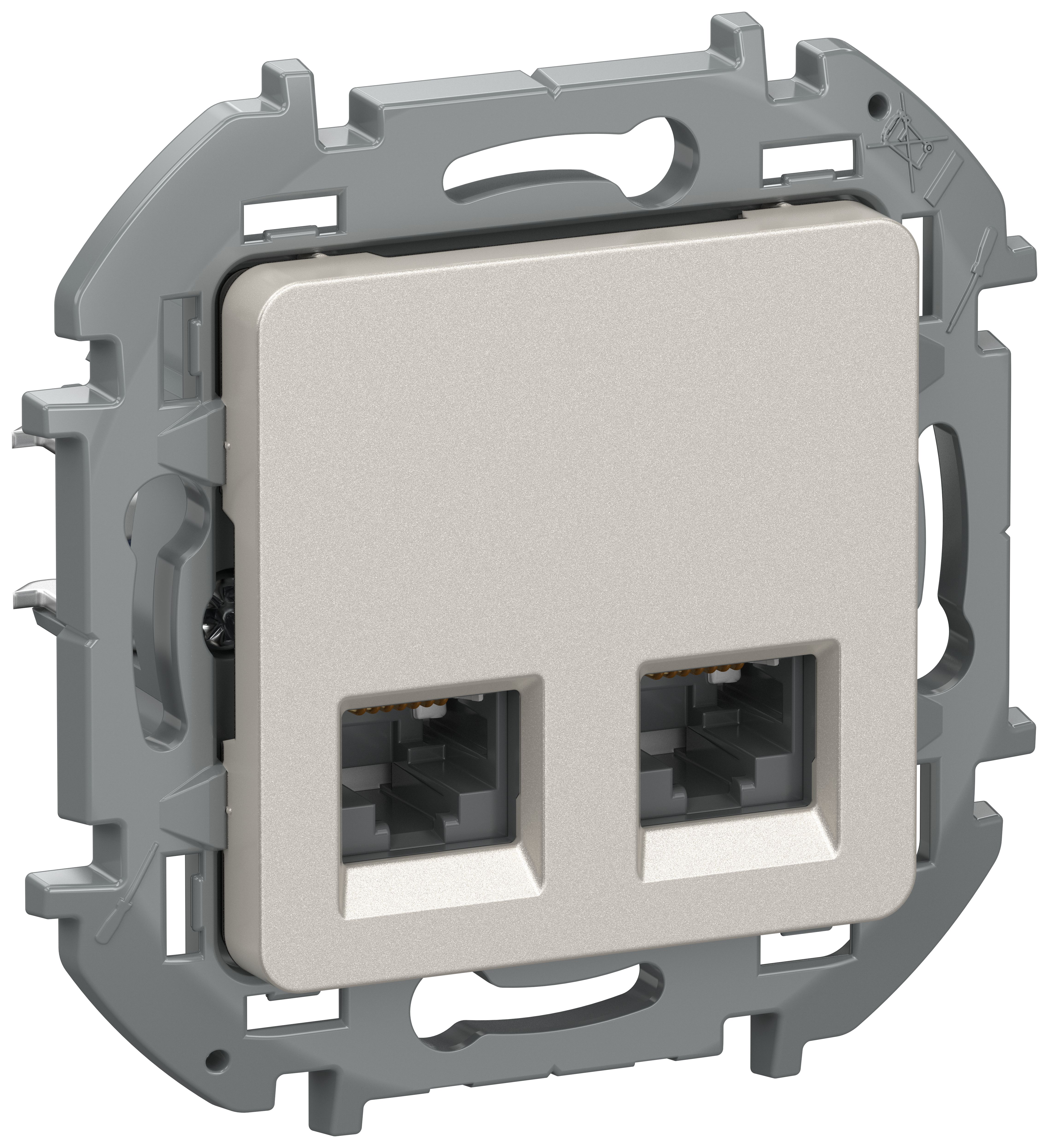 IEKINSPIRIA Розетка компьютерная двойная RJ45 категория 6 UTP 6732281 шампань IEK