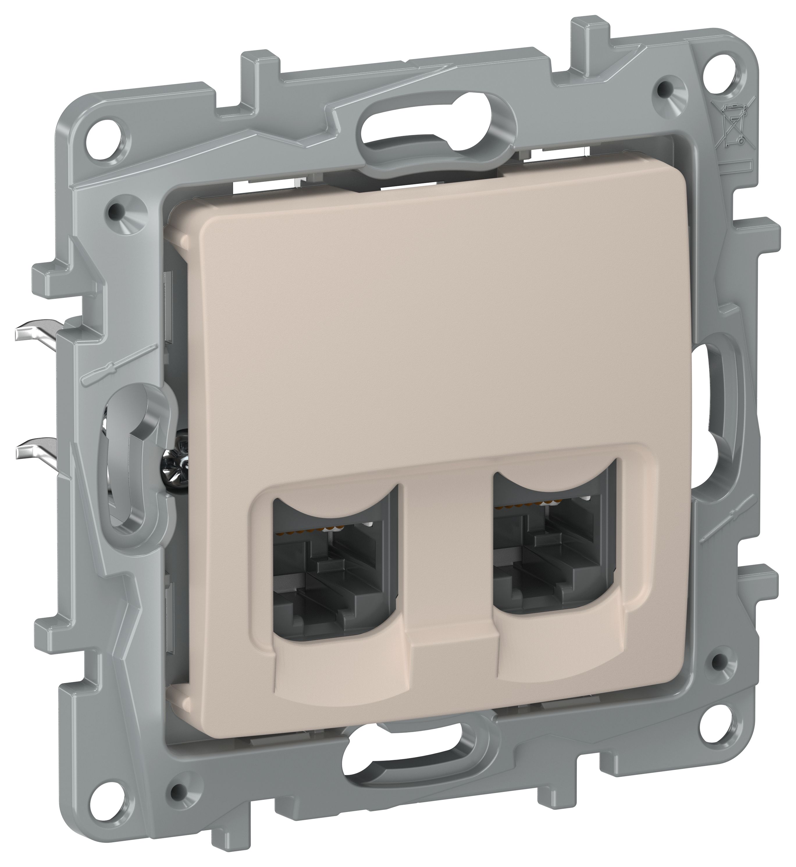IEKETIKA Розетка компьютерная двойная RJ45 категория 5Е UTP 6711551 песочный IEK
