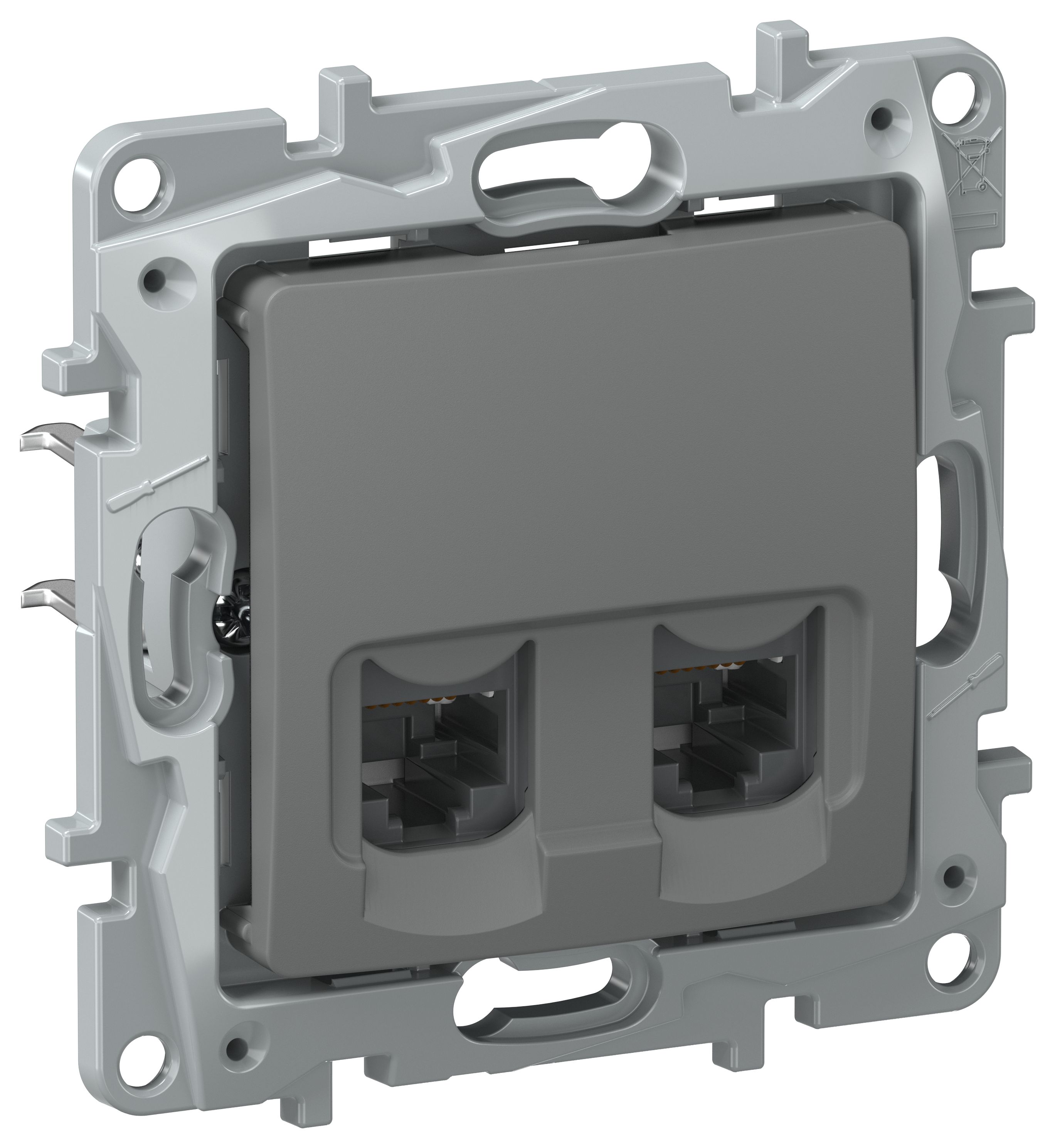 IEKETIKA Розетка компьютерная двойная RJ45 категория 6 UTP 6715541 мокрый асфальт IEK