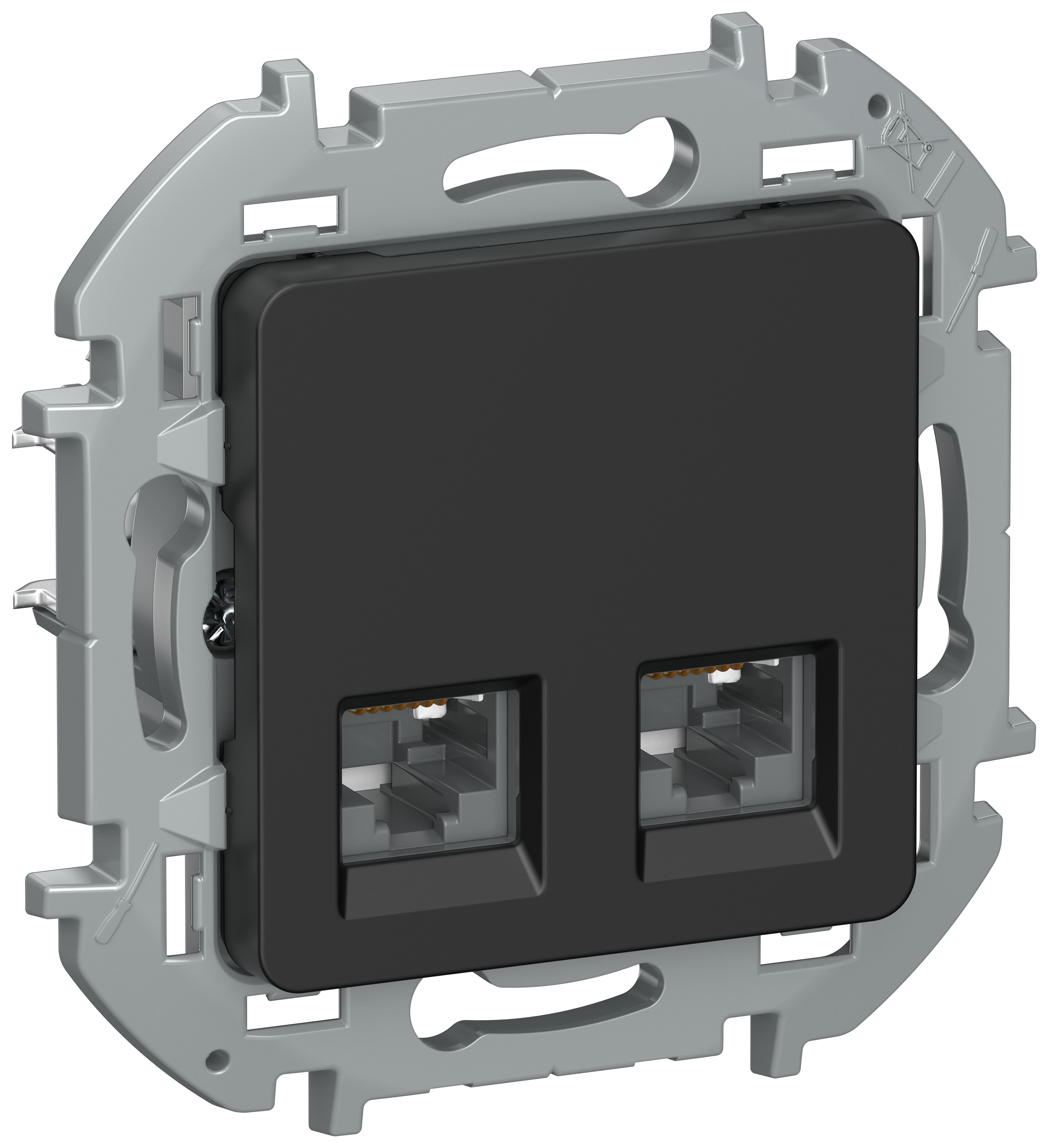 IEKINSPIRIA Розетка компьютерная двойная RJ45 категория 5Е UTP 6731291 черный матовый IEK